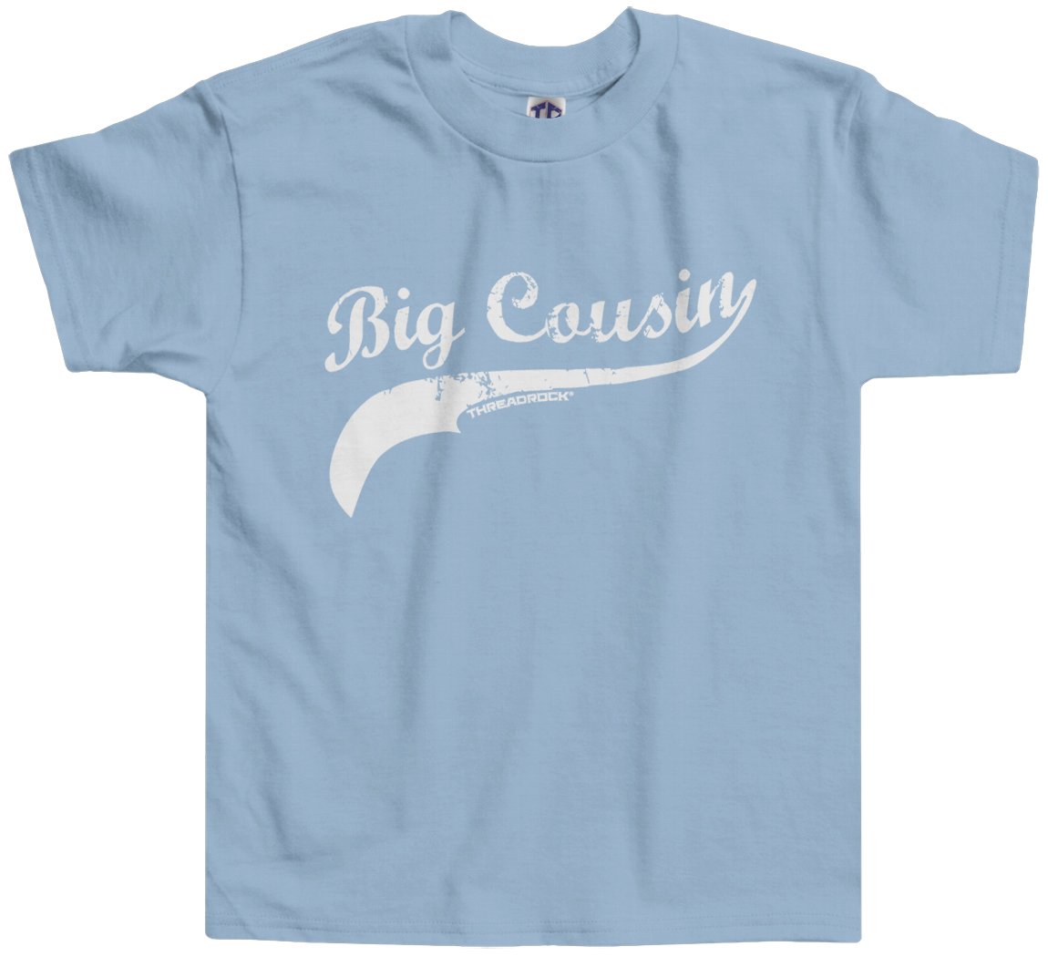 Threadrock Little Boys' Big Cousin Baseball Script Toddler T-Shirt - Cute Casual Tee for Playdates, Family Outings & Everyday Wear