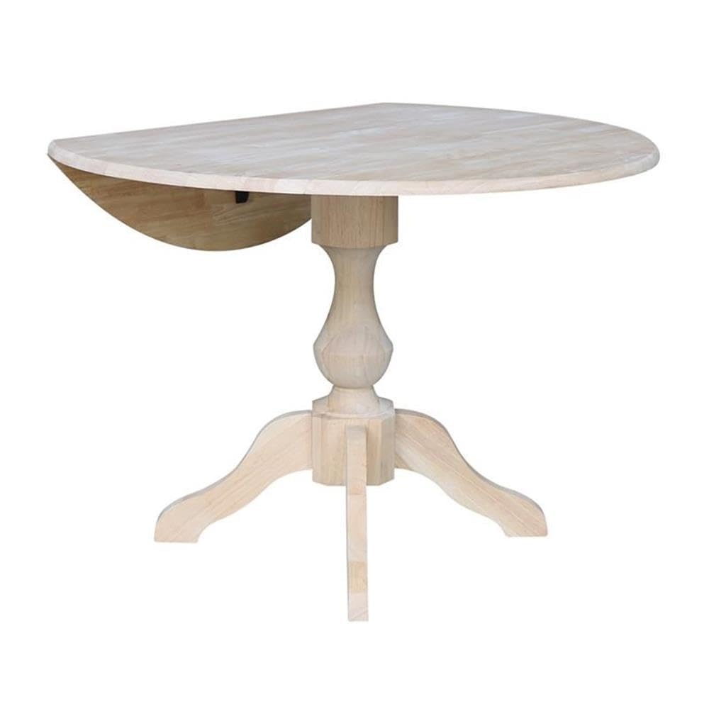 IC International Concepts 42-Inch Round Dual Drop Leaf Pedestal Dining Table - 30.3-Inch Height, Unfinished Wood, Ready to Stain or Paint - Perfect for Kitchens, Breakfast Nooks & Small Space Dining Rooms