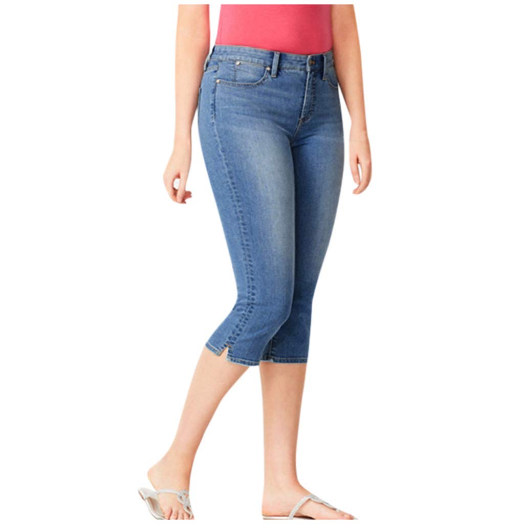 Democracy Women's High Stretch Slim Fit Jeans - Calf Length Denim Pants with Waistband | Perfect for Casual Wear, Office & Night Out