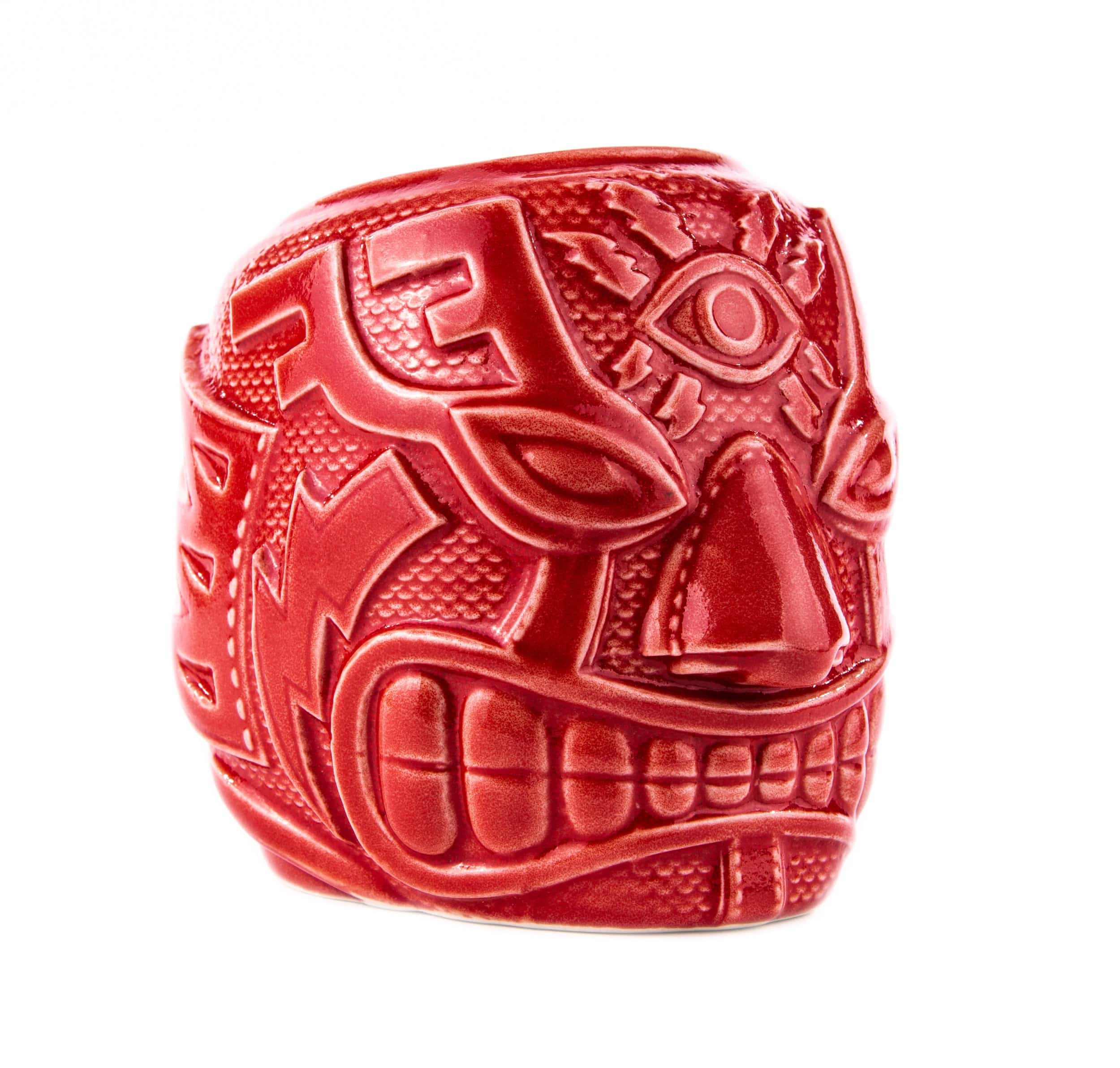 El Ojo Fantastico Tiki Mug - Furia Roja Variant | Handcrafted Ceramic Tiki Cup for Tropical Cocktails | Perfect for Luau Parties, Home Bar Decor & Tiki Drink Enthusiasts