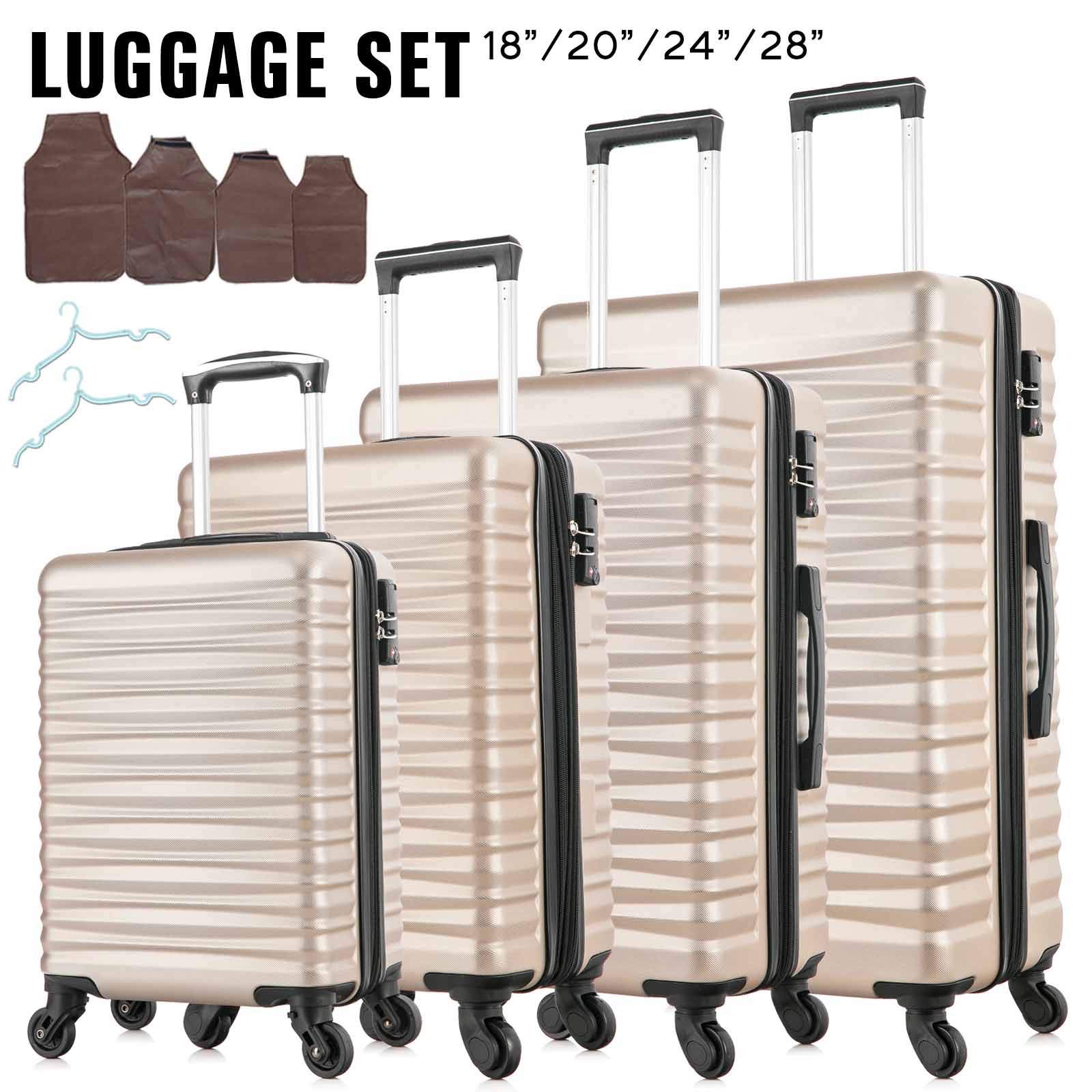 Apelila 4-Piece Expandable Hardshell ABS Luggage Set with TSA Lock & Spinner Wheels - Lightweight Travel Suitcases for Family Vacations, Business Trips & International Travel (4PC, Champagne Gold)