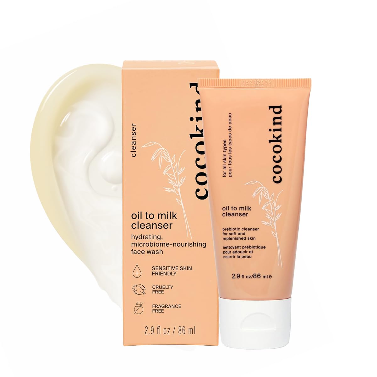 Cocokind Oil to Milk Face Wash - Gentle Oil Based Cleanser & Makeup Remover for Dry & Sensitive Skin | Hydrating Cleansing Oil, Milky Cream Cleanser for Daily Face Care & Nighttime Routine