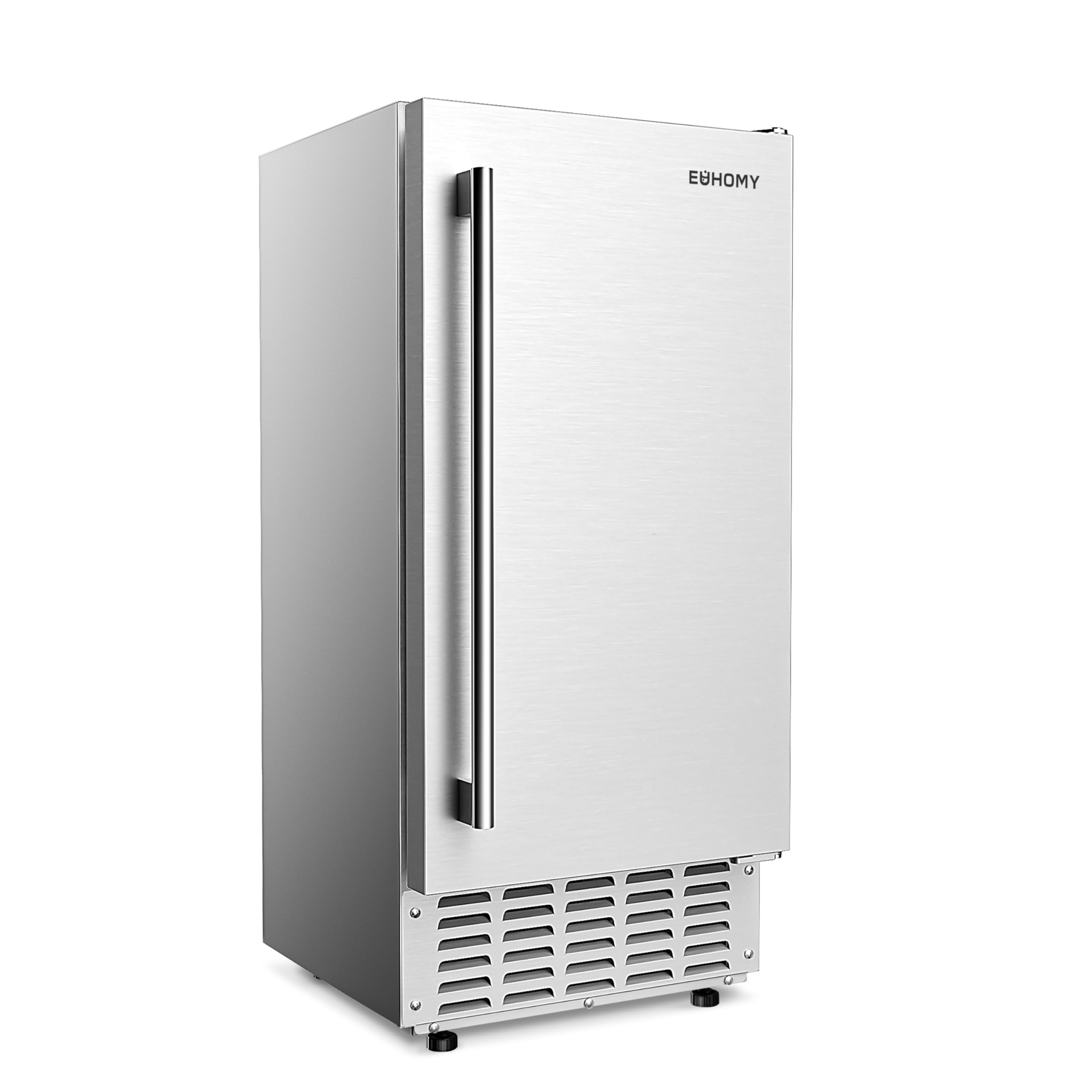 EUHOMY 66Lbs/Day Commercial Under Counter Nugget Ice Maker Machine - Built-in Freestanding with Gravity Drainage, Self-Cleaning & 24H Timer - Perfect for Restaurants, Bars, Home Kitchens & Office Break Rooms (Silver)