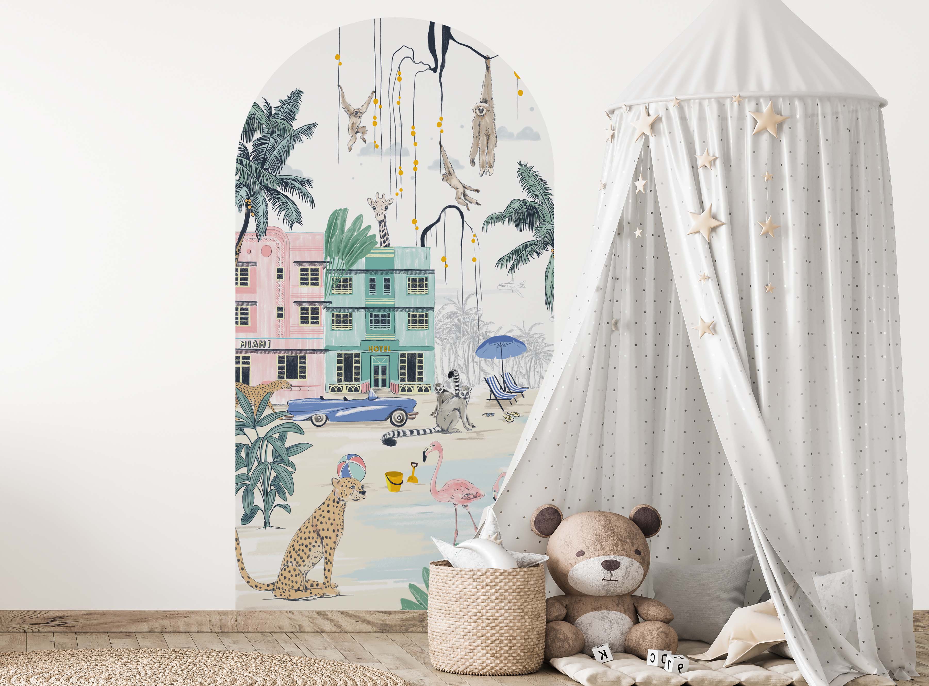 Peel and Stick Arch Wallpaper Decal - Miami Beach Design | Self-Adhesive Wall Art for Bedroom, Living Room & Nursery Decor