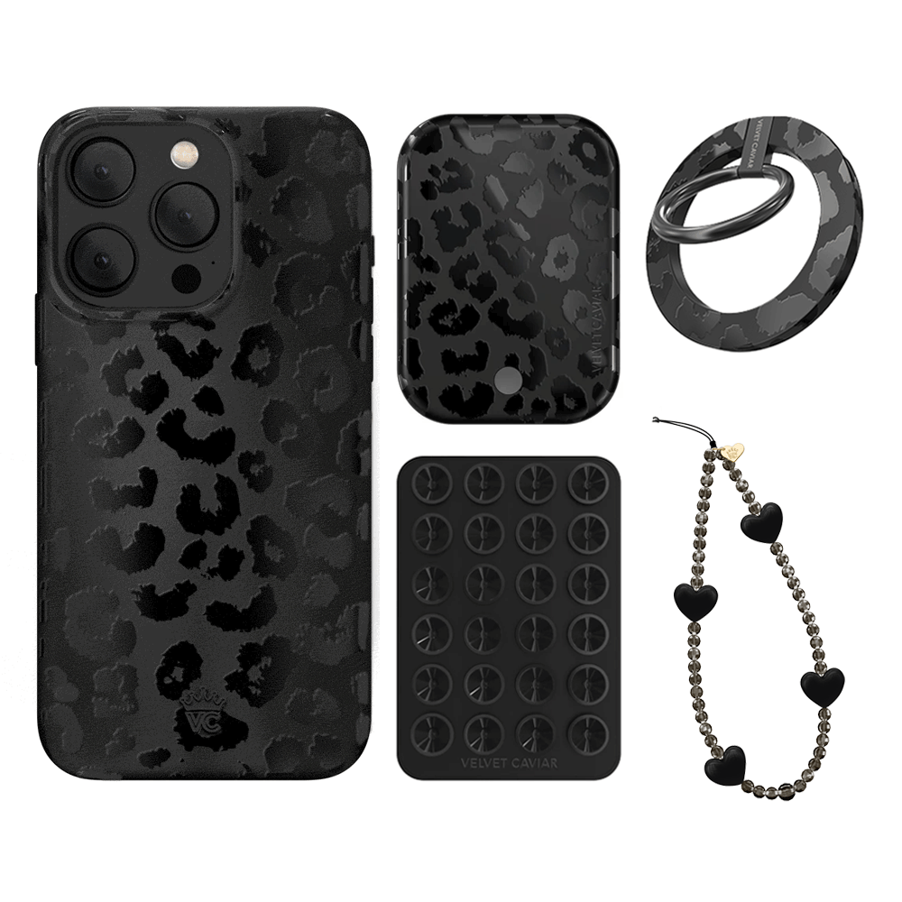 Black Leopard iPhone Case with Grip - Stylish & Secure Phone Cover for iPhone 13/14/15 Pro Max - Perfect for Work, Travel & Everyday Protection