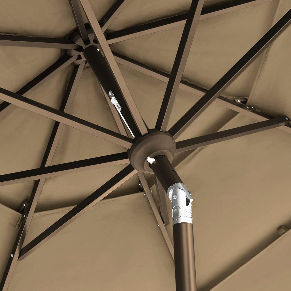 EliteShade 9Ft 3-Tier Patio Umbrella with Ventilation - 10-Year Fade-Resistant Outdoor Market Umbrella in Heather Beige - Perfect for Backyard, Poolside, and Restaurant Outdoor Dining
