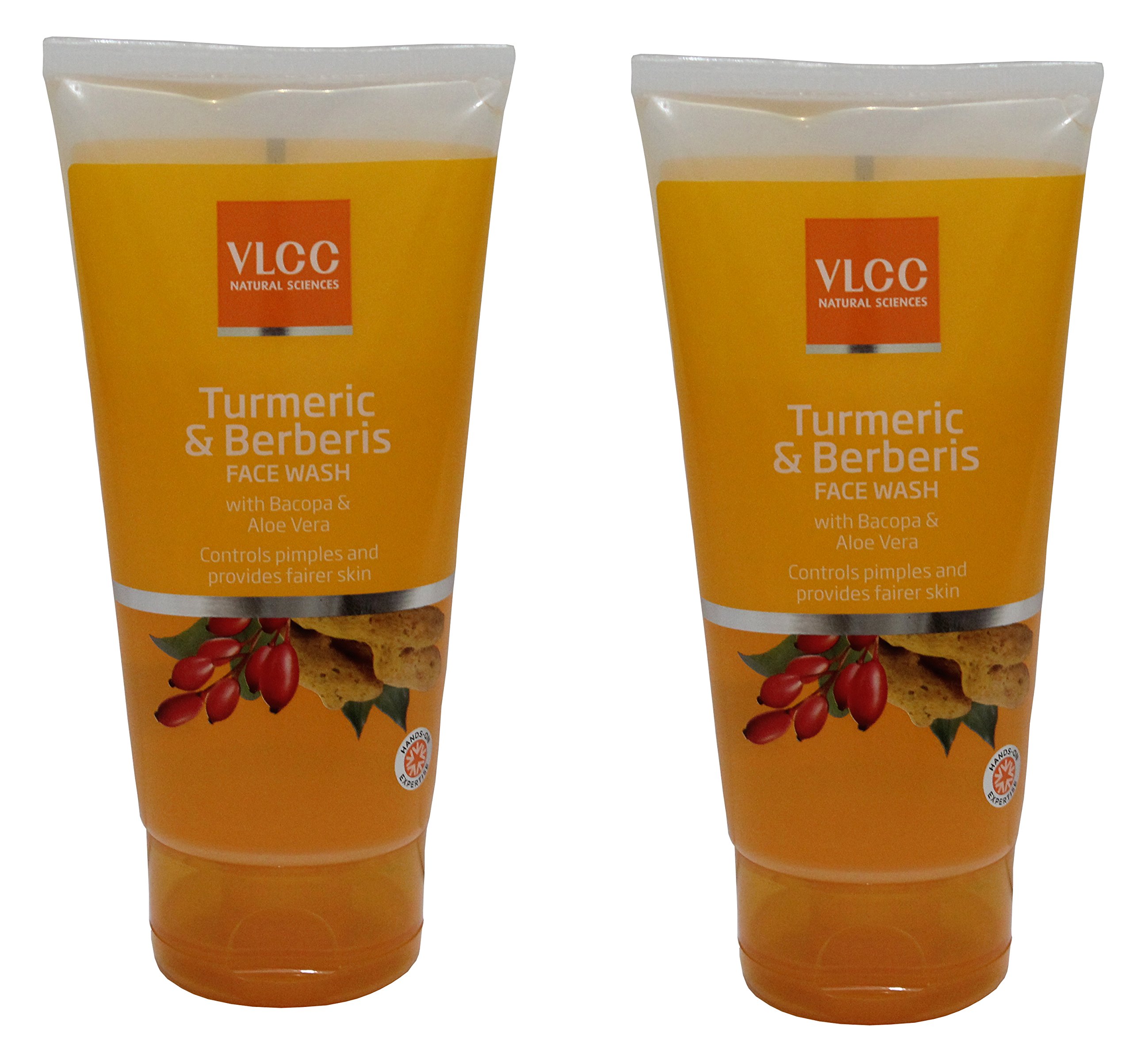 VLCC Turmeric & Berberis Face Wash Combo Pack of 2 (150 ml Each) - Brightening & Acne Control for Glowing Skin - Perfect for Daily Skincare Routine & Travel