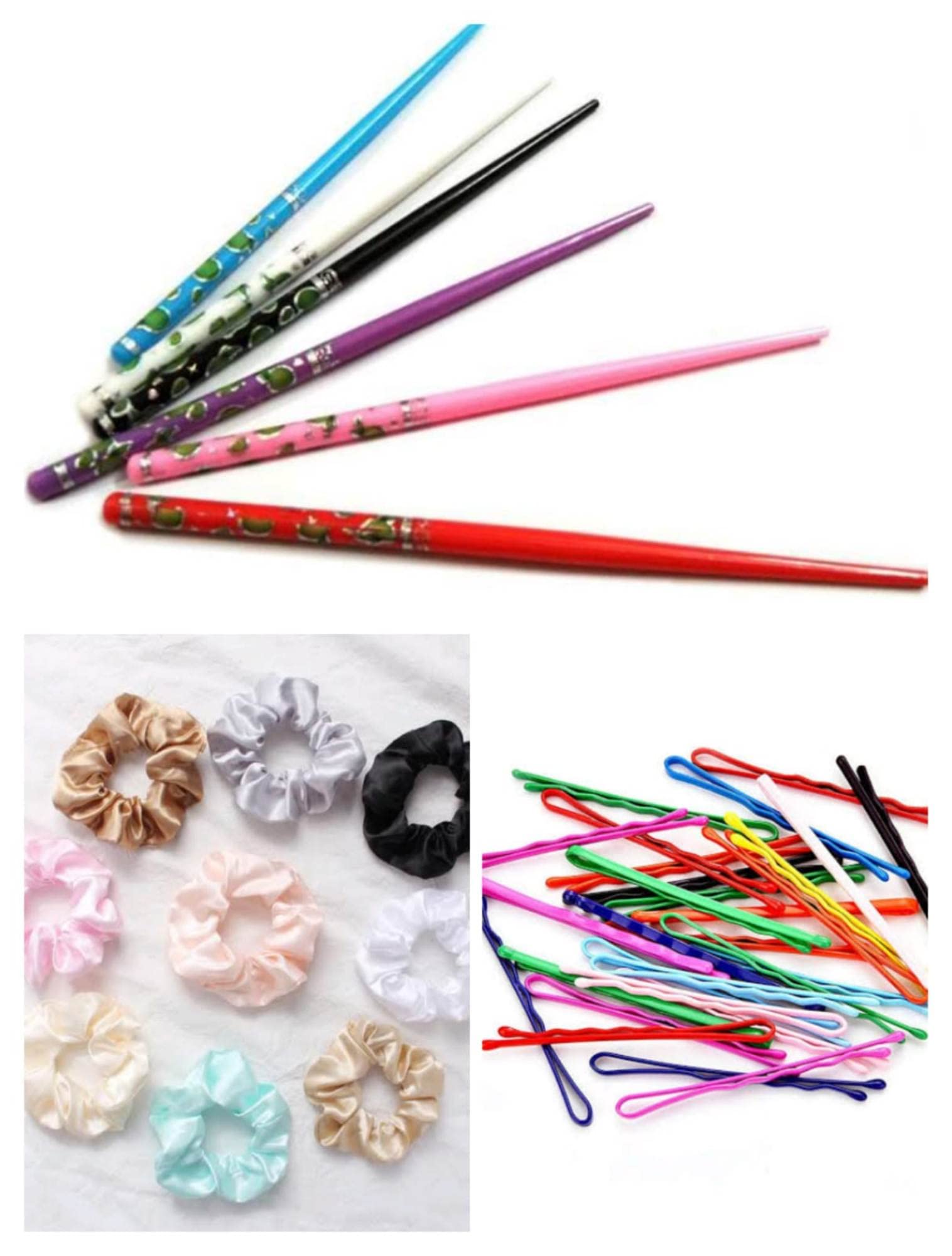 Snowpearl 25-Piece Stylish Hair Accessories Set - Hair Bun Sticks, Colorful Bobby Pins & Satin Scrunchies for Women & Girls | Perfect for Daily Styling, Parties & Gifts