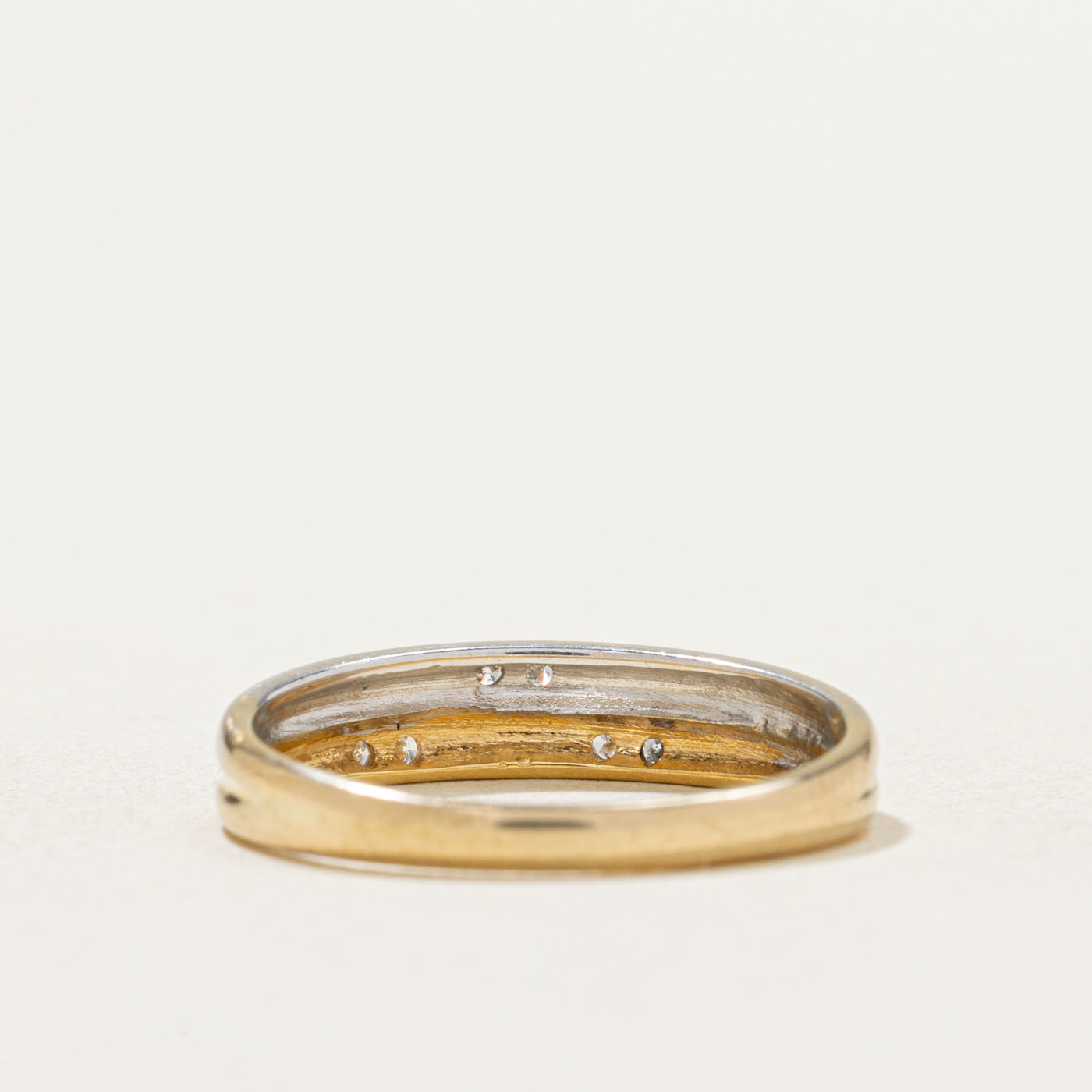 10K Two Tone Gold Diamond Stacked Band Ring - 0.03ctw Diamond Wedding Band - Size 6.25 - Perfect for Stacking, Anniversary & Everyday Wear