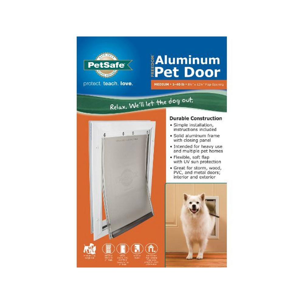 Freedom Aluminum Pet Door - Durable & Weatherproof Dog & Cat Door for Indoor/Outdoor Use - Perfect for Screen Doors, Patios & Garages