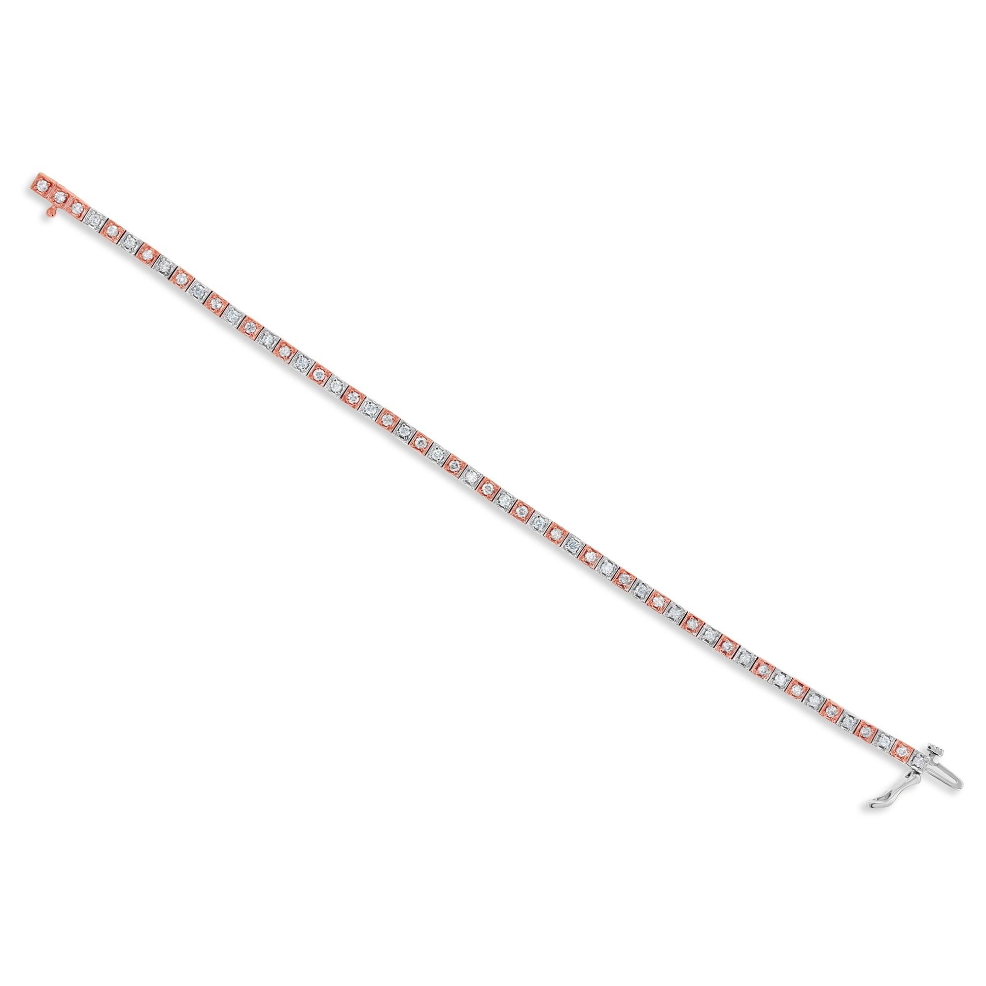 18K Rose Gold & White Gold Diamond Tennis Bracelet for Women - Elegant Stackable Jewelry Gift for Weddings, Anniversaries & Special Occasions