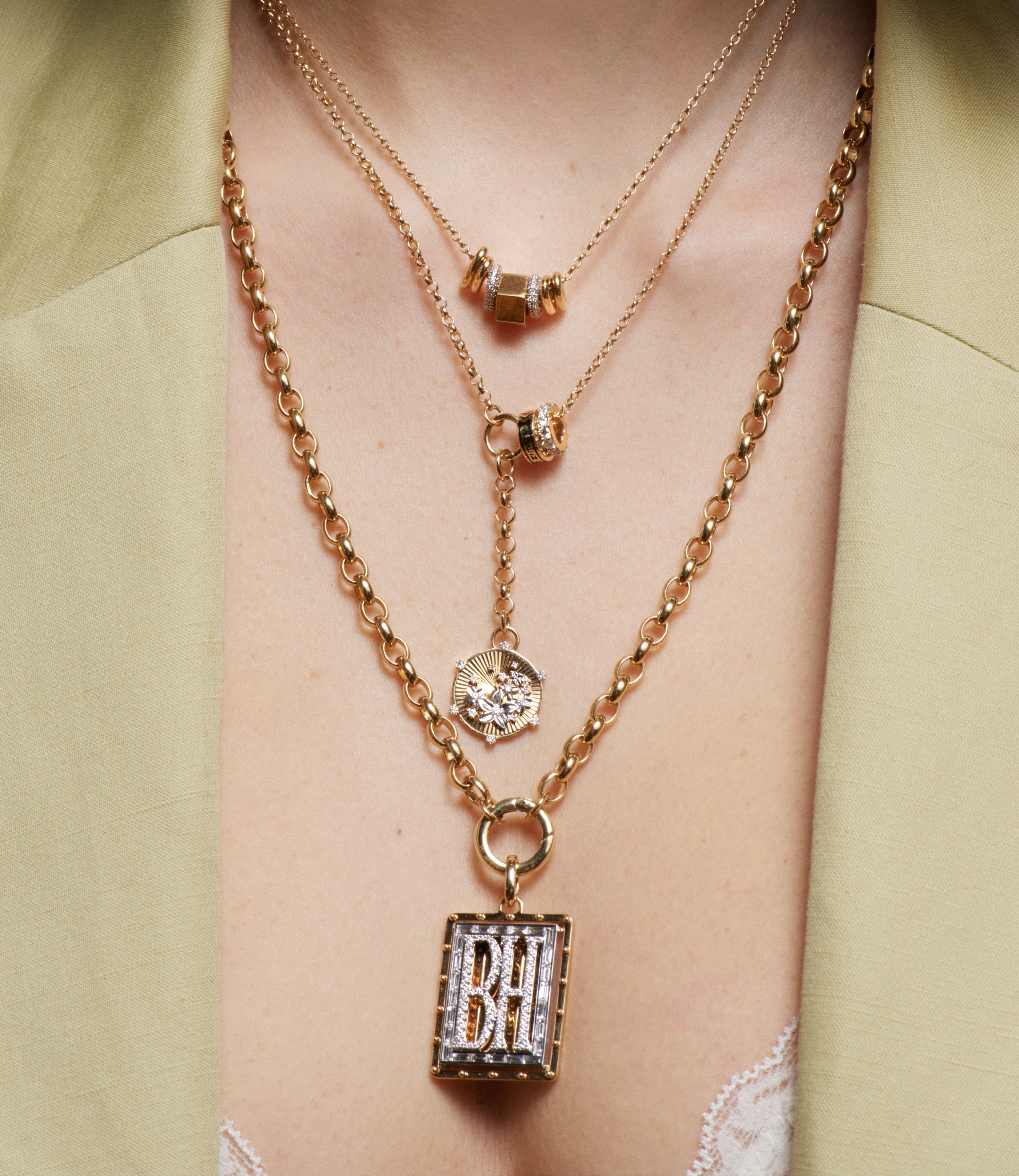 Blossoms Small Mixed Belcher Necklace - 14K Gold & Diamond Accent Jewelry for Women | Perfect for Weddings, Parties & Everyday Elegance