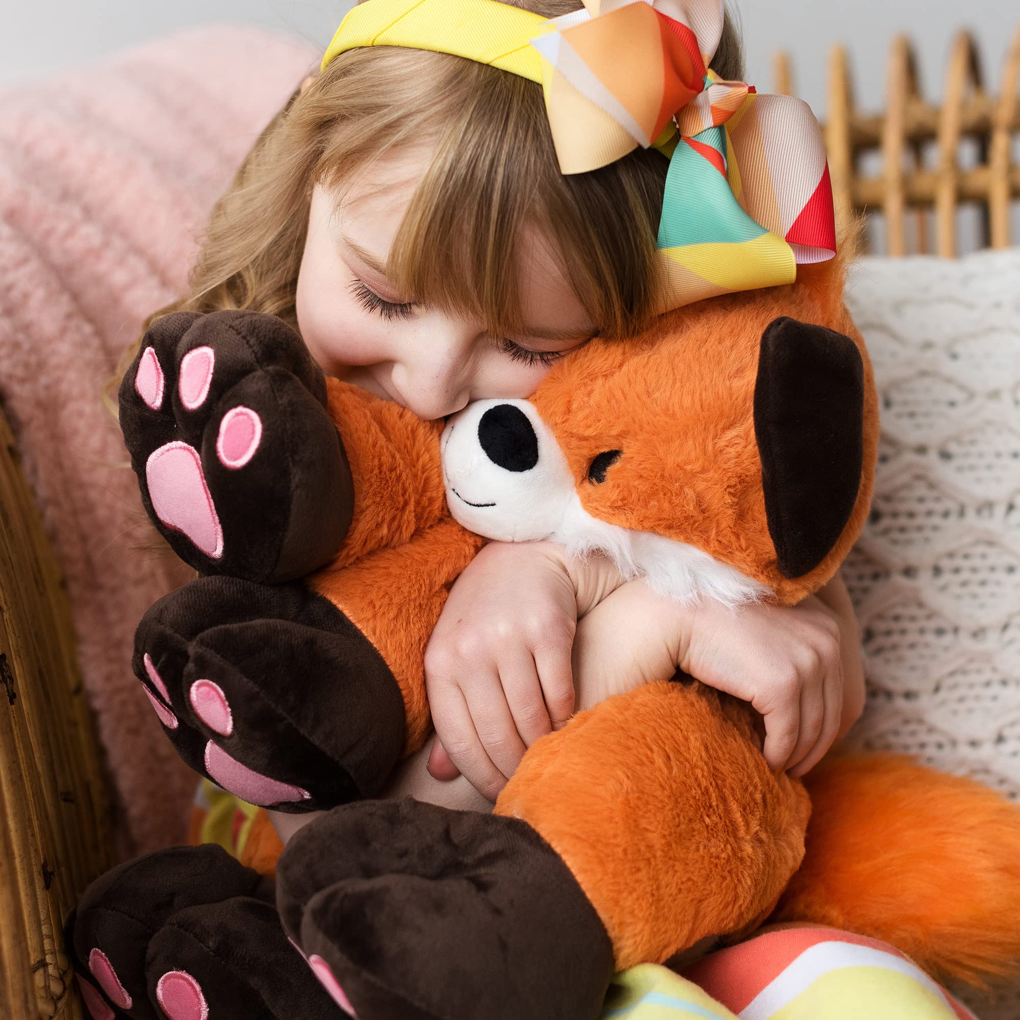 Finnigan 18 Inch Plush Fox Stuffed Animal - Soft Orange Fox Plush Toy with Tail - Cute Woodland Creature Plushie for Girls & Boys - Big Huggable Stuffed Animal for Kids Bedroom Decor, Nursery Gift & Cuddling Companion