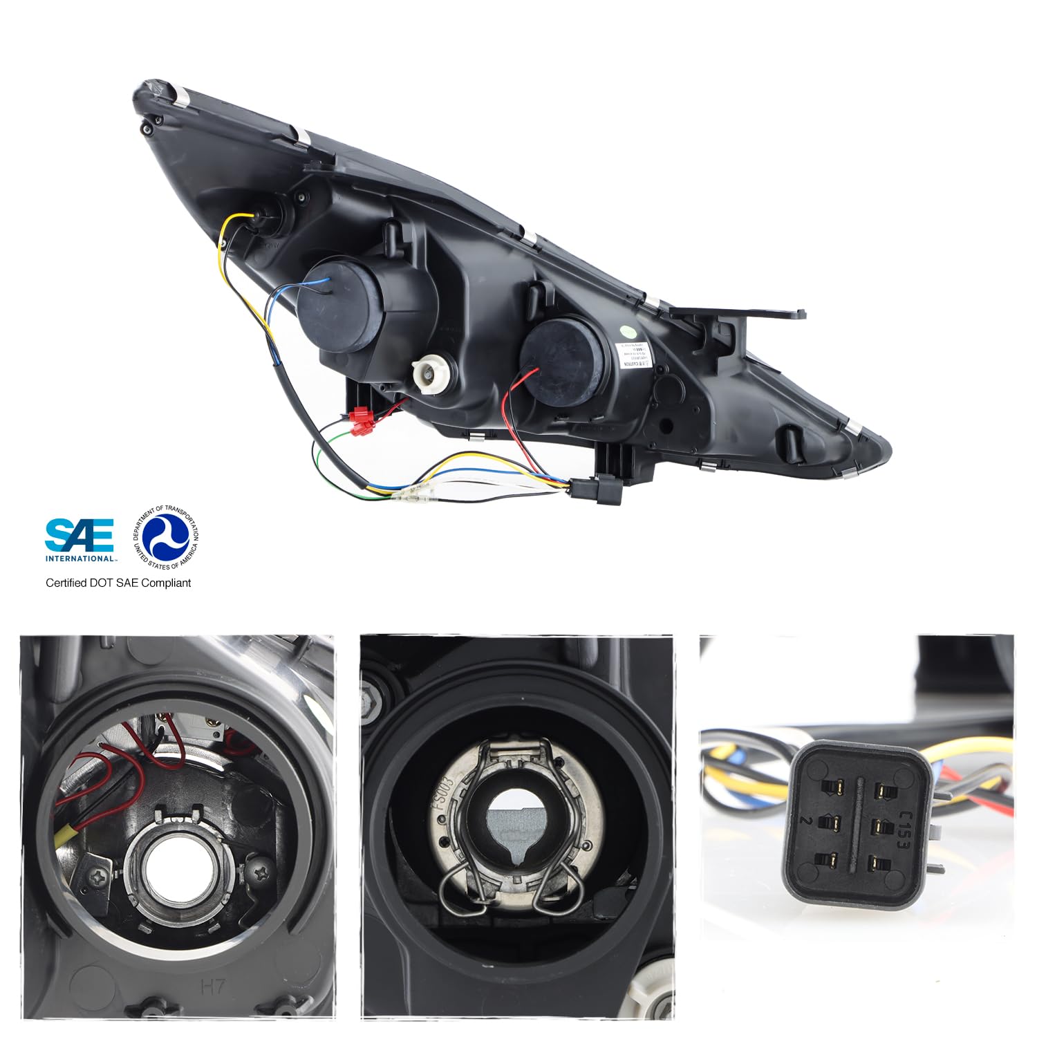 AKKON Smoked LED DRL Strip V2 Projector Headlights - Compatible with Hyundai Sonata (Left + Right Pair) | Daylight Running Lights Upgrade for Enhanced Visibility & Style