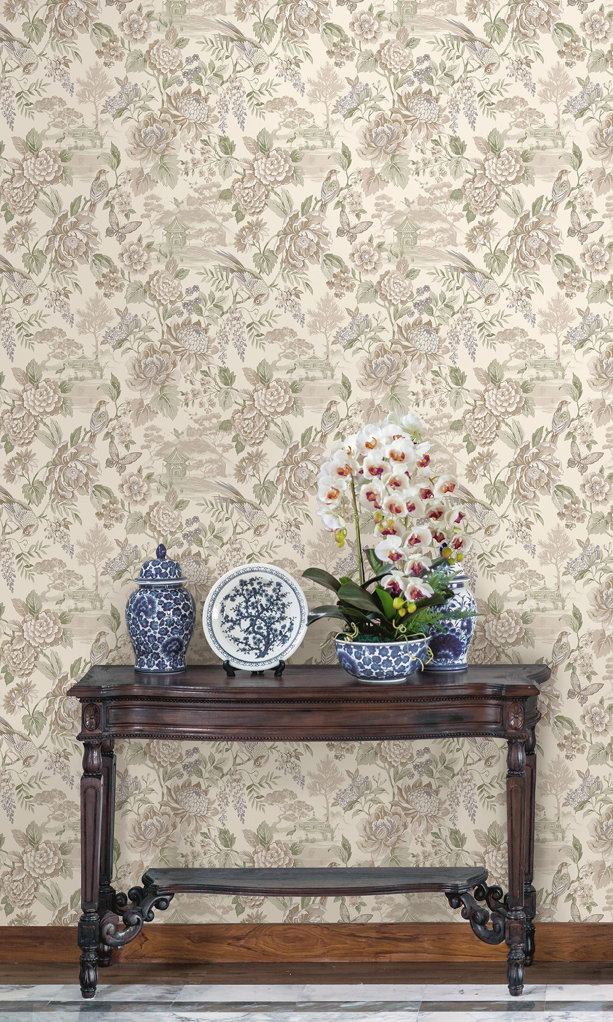 Tranquil Blossoming Flowers Nature Wallpaper R9610 - Floral Cream Wall Decor for Living Room, Bedroom & Office