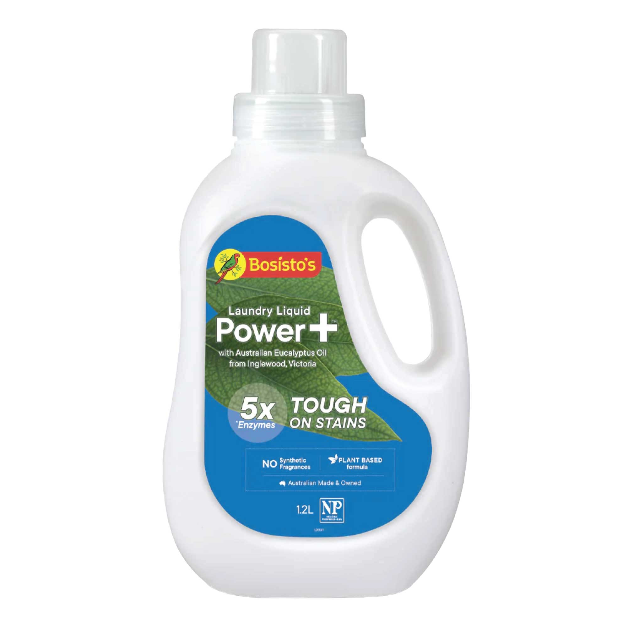 1.2L Power Plus Laundry Liquid - Bosistos Eucalyptus Plant-Based Washing Detergent | Eco-Friendly & Hypoallergenic | Perfect for Sensitive Skin & Deep Cleaning | Ideal for Family Laundry & Stain Removal