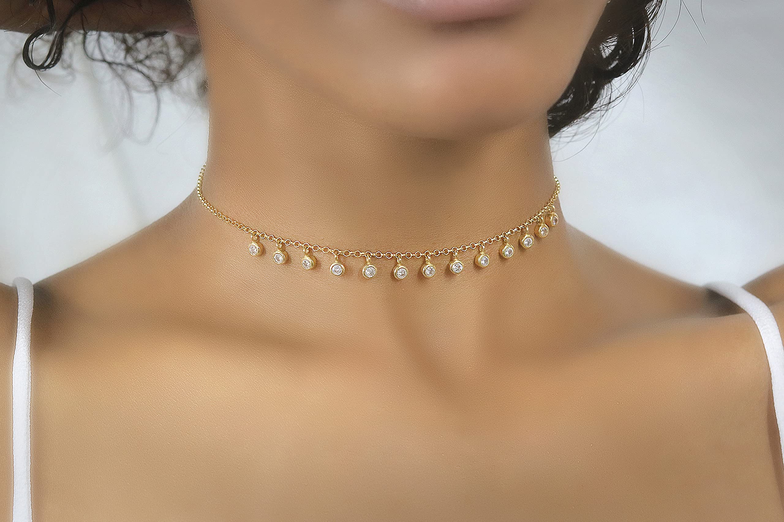18k Gold CZ Necklace - Elegant Cubic Zirconia Pendant Necklace for Women - Delicate Gold Chain Jewelry - Perfect Bridesmaid Gift & Minimalist Everyday Necklace - Ideal for Weddings, Parties and Special Occasions