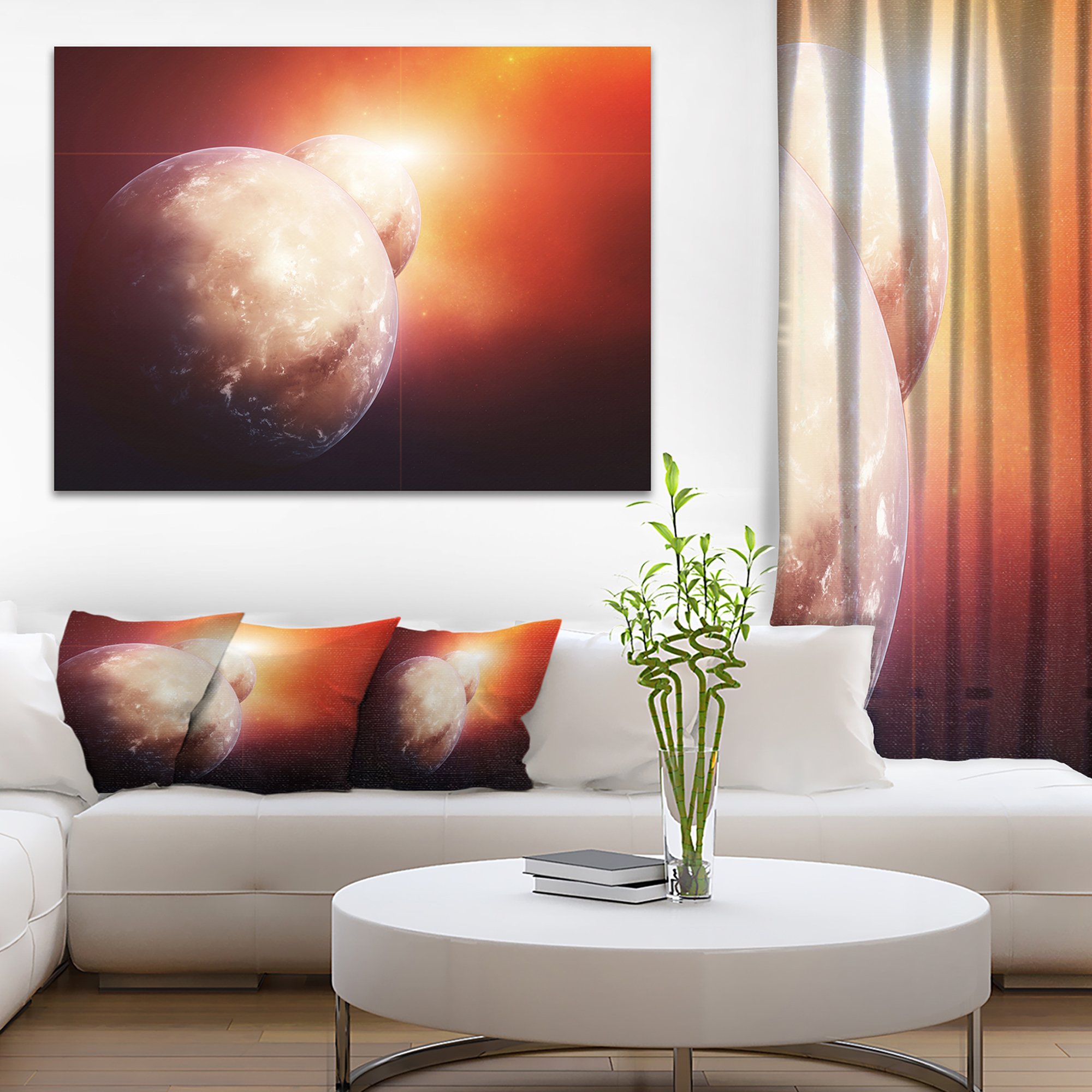 Rising Star Spacescape Canvas Art Print - Stunning Planets & Galaxy Wall Decor for Living Room, Bedroom & Office