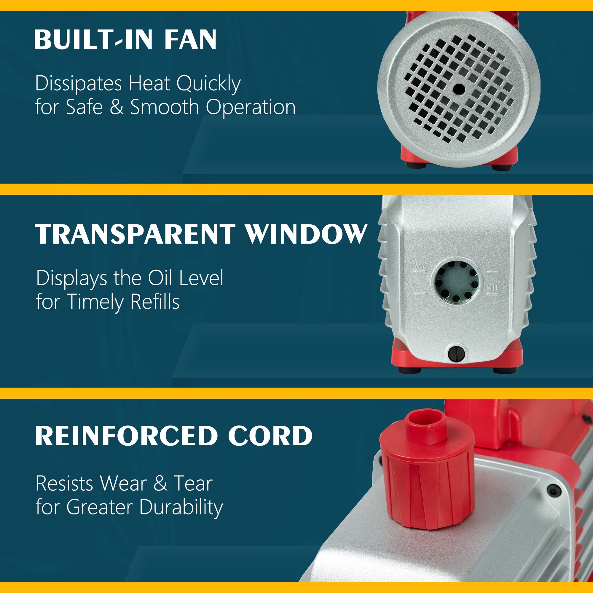 3.5CFM Single-Stage HVAC Vacuum Pump for AC Repair & Car AC Service - Professional HVAC Vacuum Pump Kit with Recovery Machine - Perfect for AC Maintenance, Refrigerant Recovery & Automotive HVAC Systems (TA350)