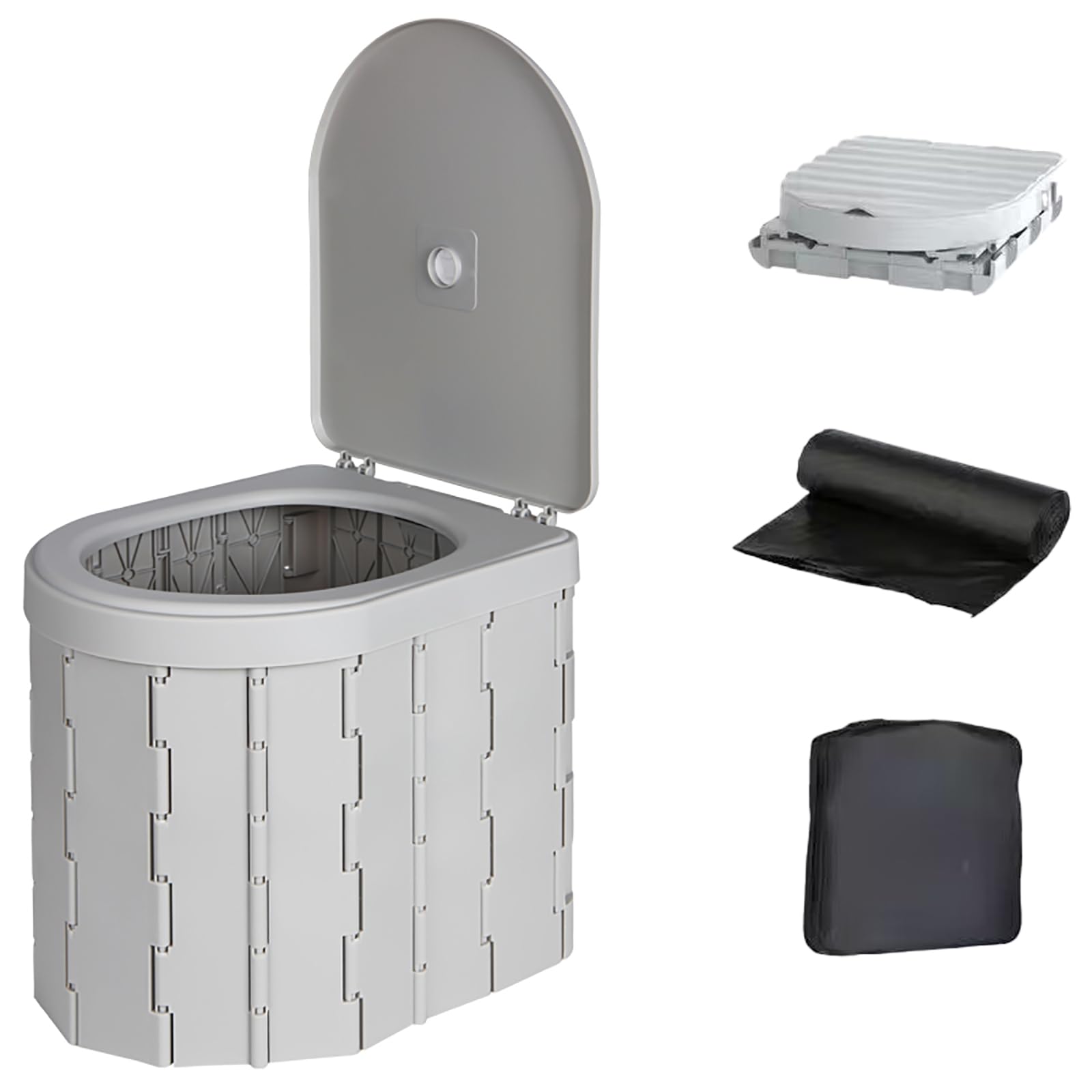 Portable Camping Toilet for Adults - XL Folding Travel Toilet with Lid & Waste Bags - Emergency, Outdoor, Car & Truck Use - Ideal for Camping, Hiking, Road Trips & RV Adventures