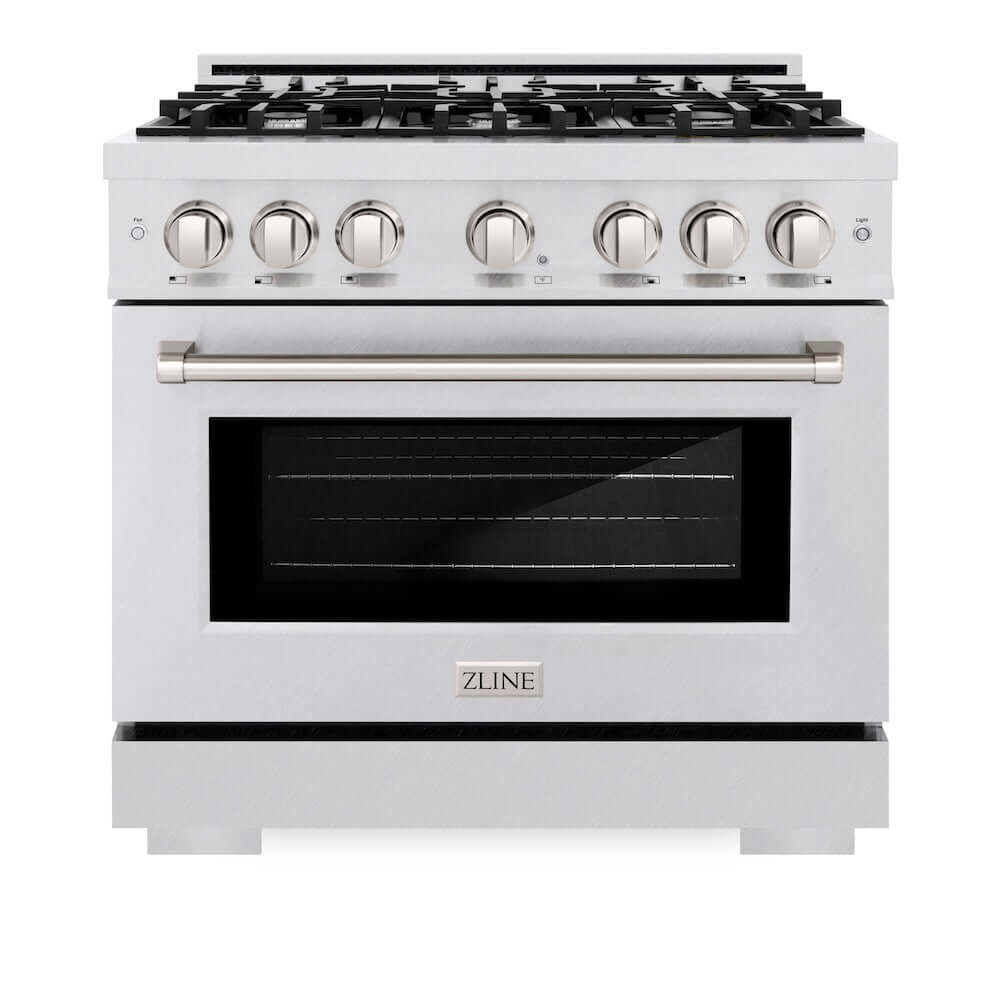 ZLINE 36 Inch 5.2 Cu. Ft. Select Dual Fuel Range - 6 Burner Gas Cooktop & Electric Convection Oven in Satin Stainless Steel (HDRS 36) - Perfect for Professional Home Kitchens & Gourmet Cooking