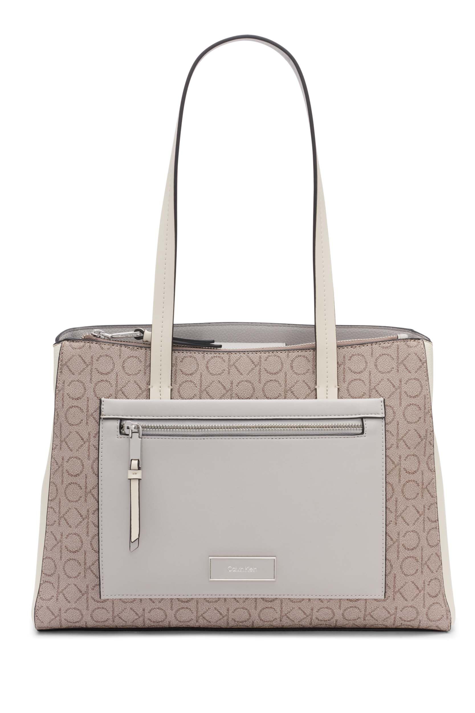 Calvin Klein Women's Hadley Tote Bag - 2-in-1 Convertible Vegan Leather Purse with 5 Pockets | Work, Travel & Everyday Use Handbag for Women