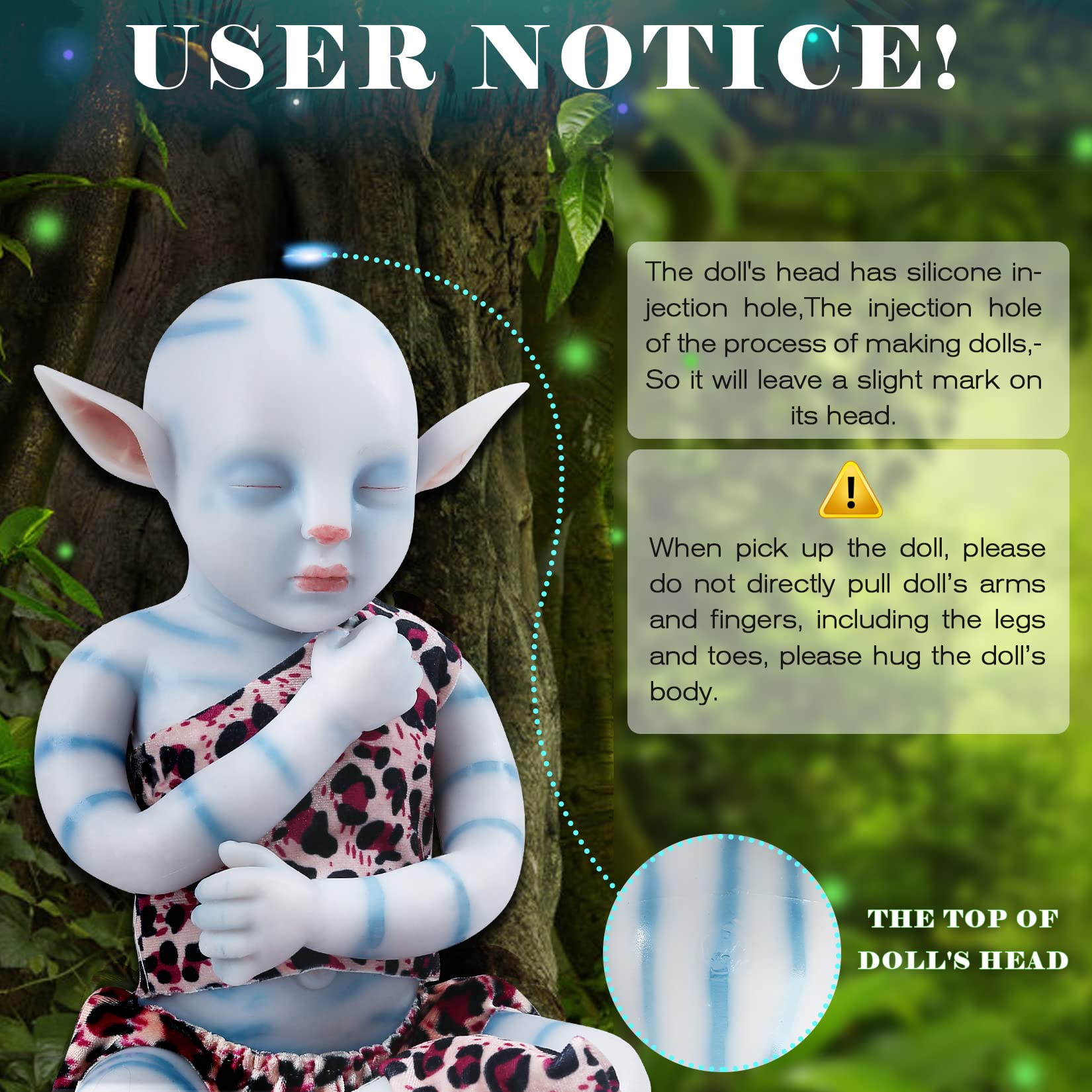 Vollence 17 Inch Full Body Silicone Baby Doll - Realistic Avatar Na'vi Reborn Doll for Boys & Kids | Perfect for Role Play, Gift Giving & Collecting
