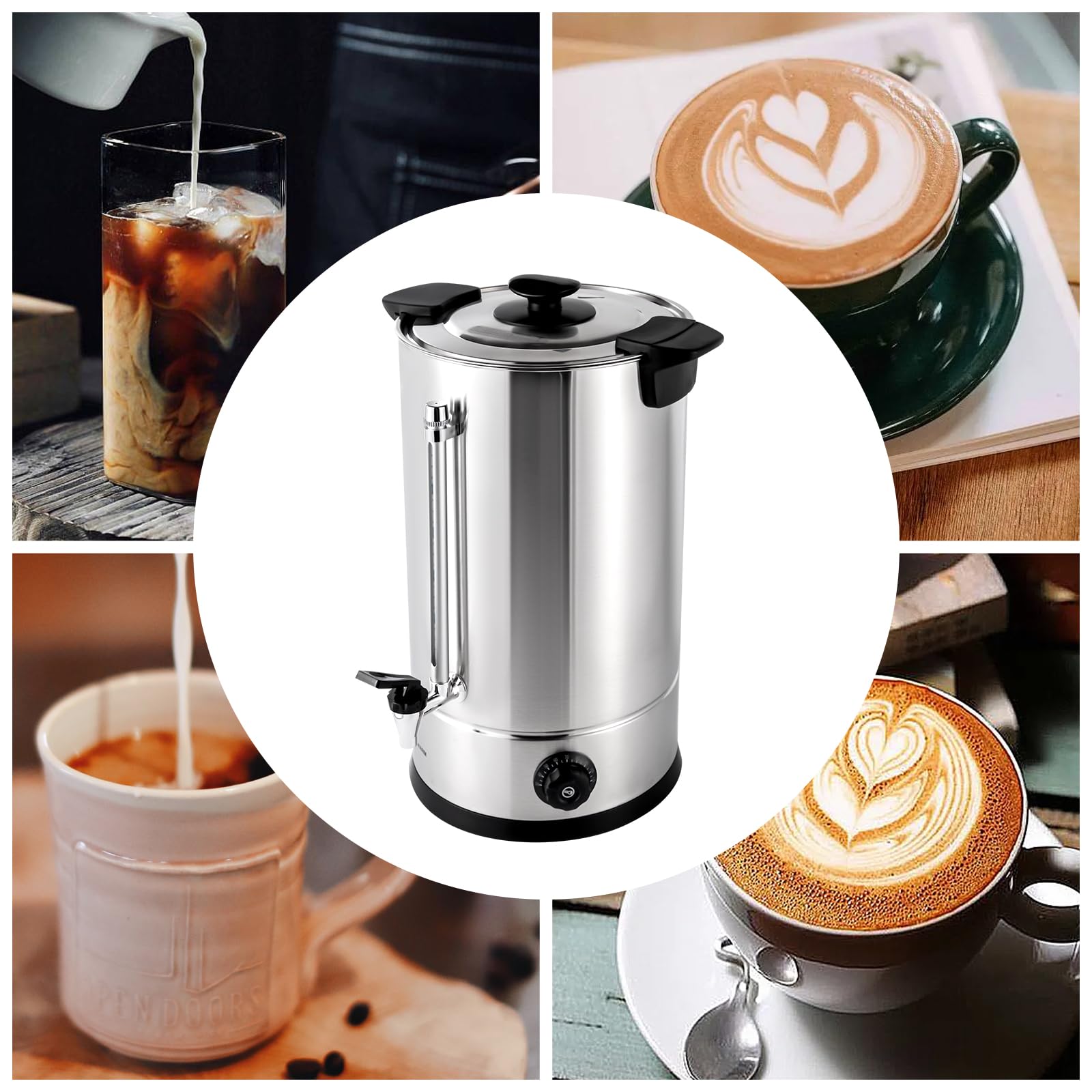 15L Commercial Coffee Urn - Stainless Steel Large Hot Beverage Dispenser with Percolator - Perfect for Home, Office, Wedding & Party Events - Heavy Duty Coffee Maker for Catering & Large Gatherings