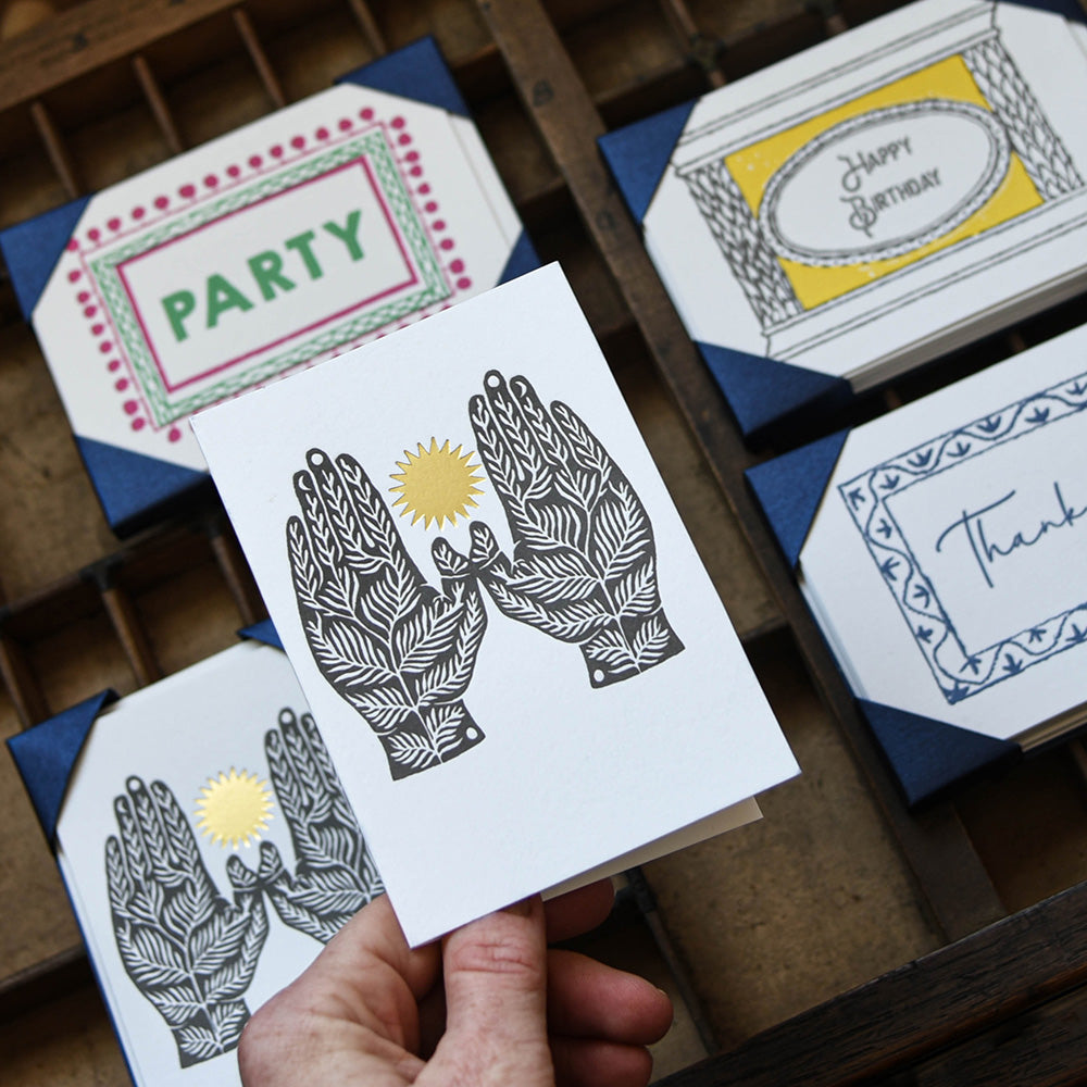 Handmade Letterpress Greeting Cards - Pack of 5 Blank Note Cards for Weddings, Birthdays & Thank You Notes | Eco-Friendly Stationery for Special Occasions