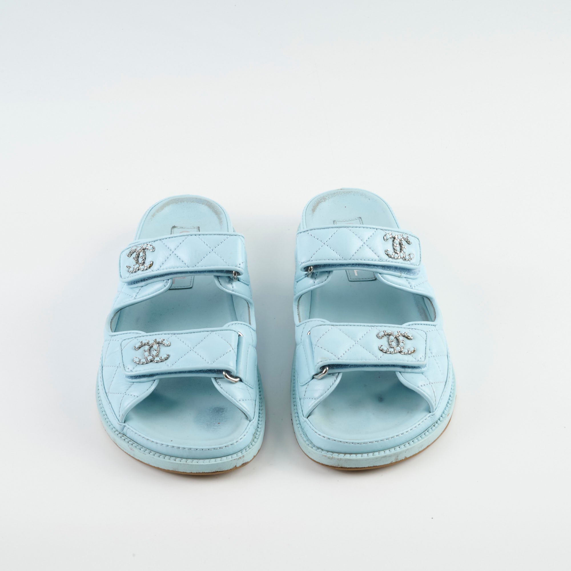 Chanel Blue Leather Sandals Women Size 36 - Comfortable Luxury Designer Shoes for Summer Beach & Casual Outings