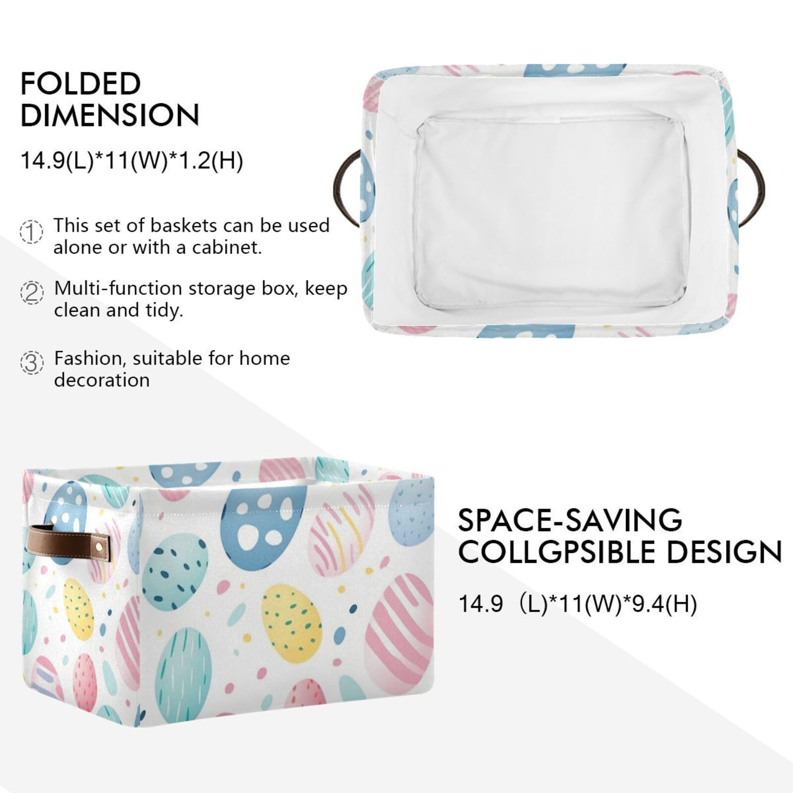 Senya Easter Storage Basket - Foldable Fabric Collapsible Storage Bin Organizer for Clothes, Toys & Holiday Decor | Perfect for Easter Egg Hunts, Home Organization & Seasonal Storage