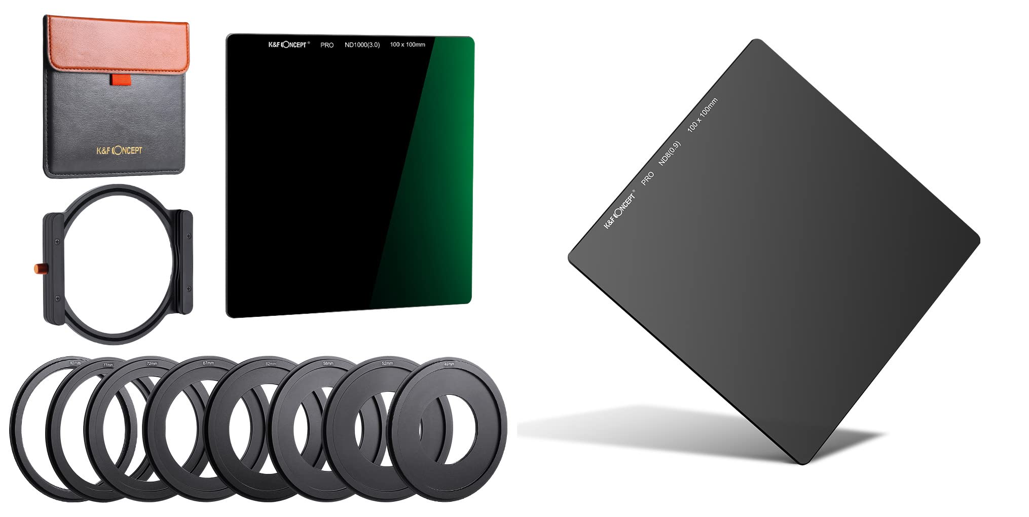 Square ND1000 + ND8 Professional Filter Kit (12 Pcs) - 10 Stop ND1000 & 3 Stop ND8 Lens Filters with Metal Holder, 8 Adapter Rings & Protective Case - Perfect for Landscape, Long Exposure & Daylight Photography