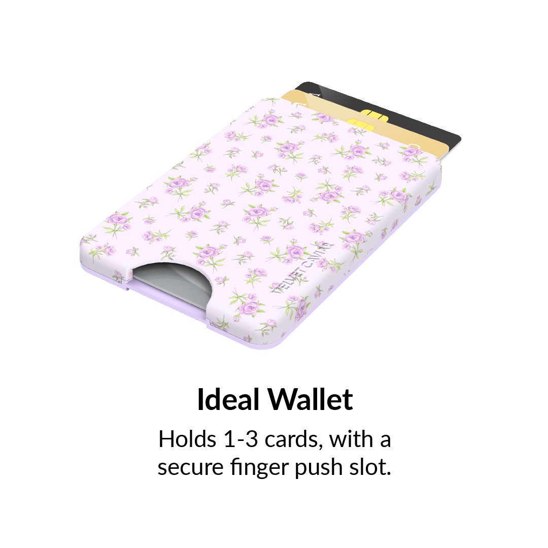 Elegant Lilac Floral MagSafe Wallet for iPhone - Slim RFID Blocking Card Holder with Secure Magnetic Attachment | Perfect for Everyday Use, Travel & Contactless Payments