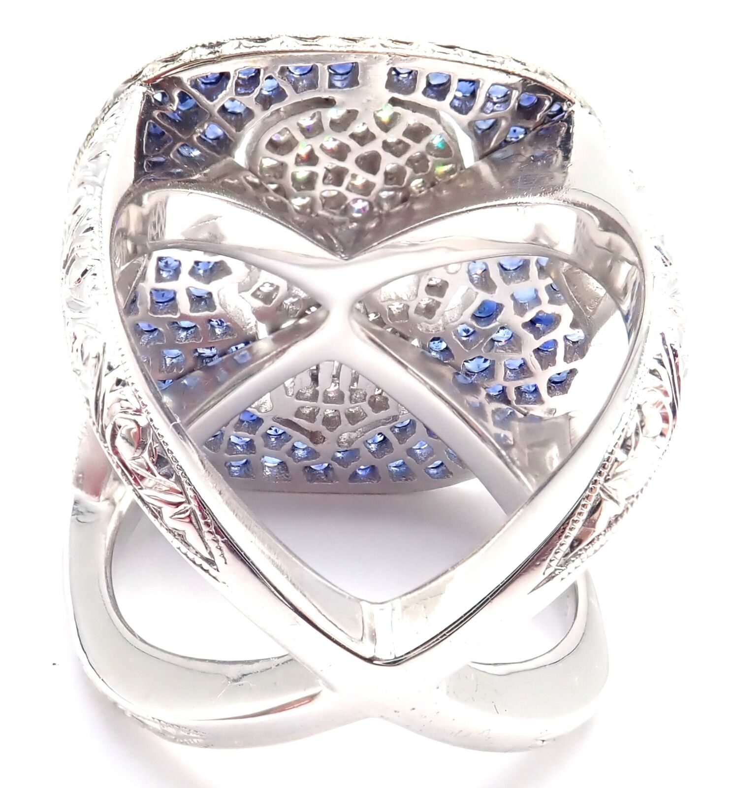 Authentic Loree Rodkin 18K White Gold Diamond Sapphire Skull Ring with Gift Box - Gothic Jewelry for Women, Perfect for Halloween, Punk Fashion & Unique Gift Giving