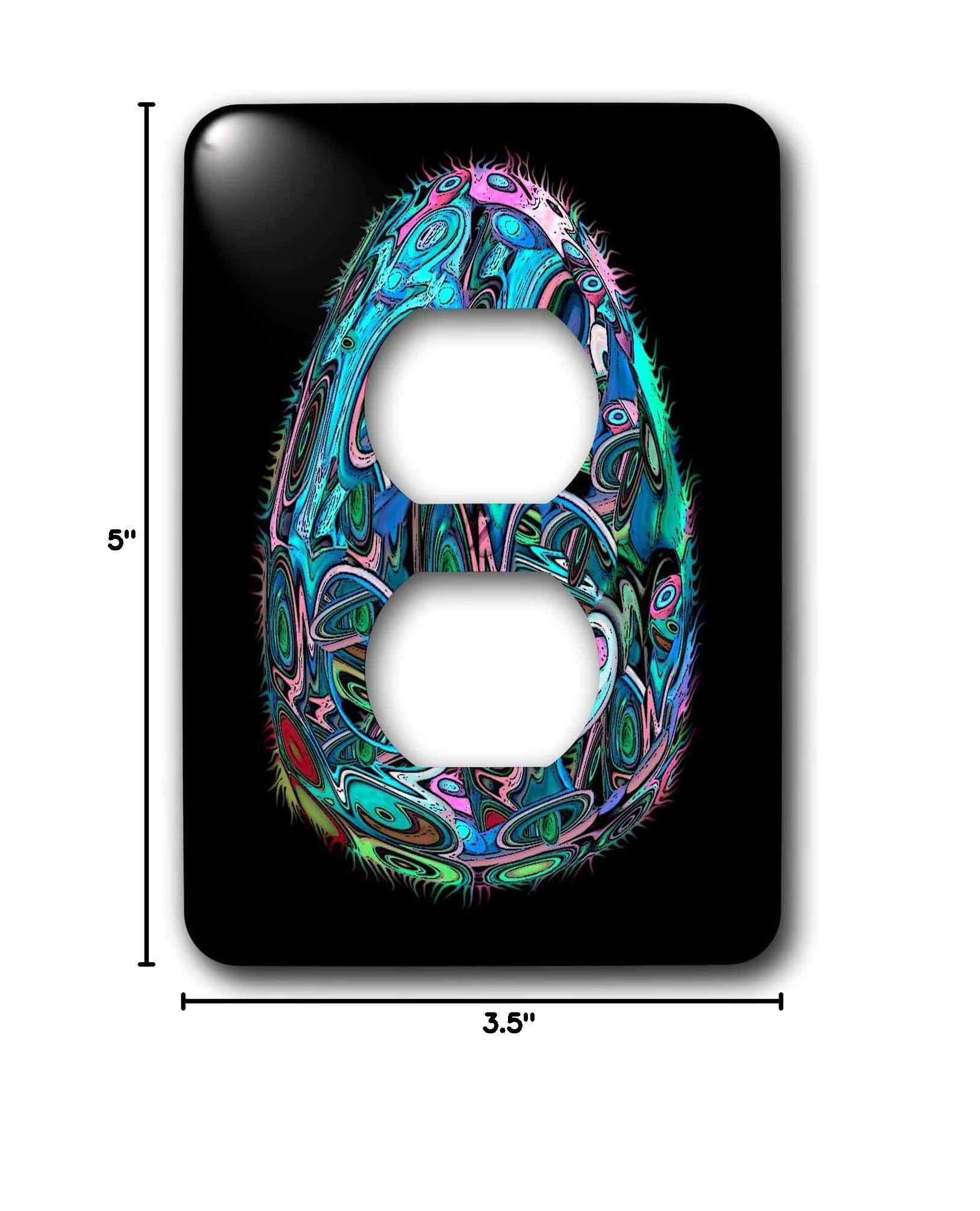 3D Surreal Sci-Fi Egg Outlet Cover with Space Aliens and Eyes Design - Blue on Black - Unique Wall Plate for Home & Office Decor