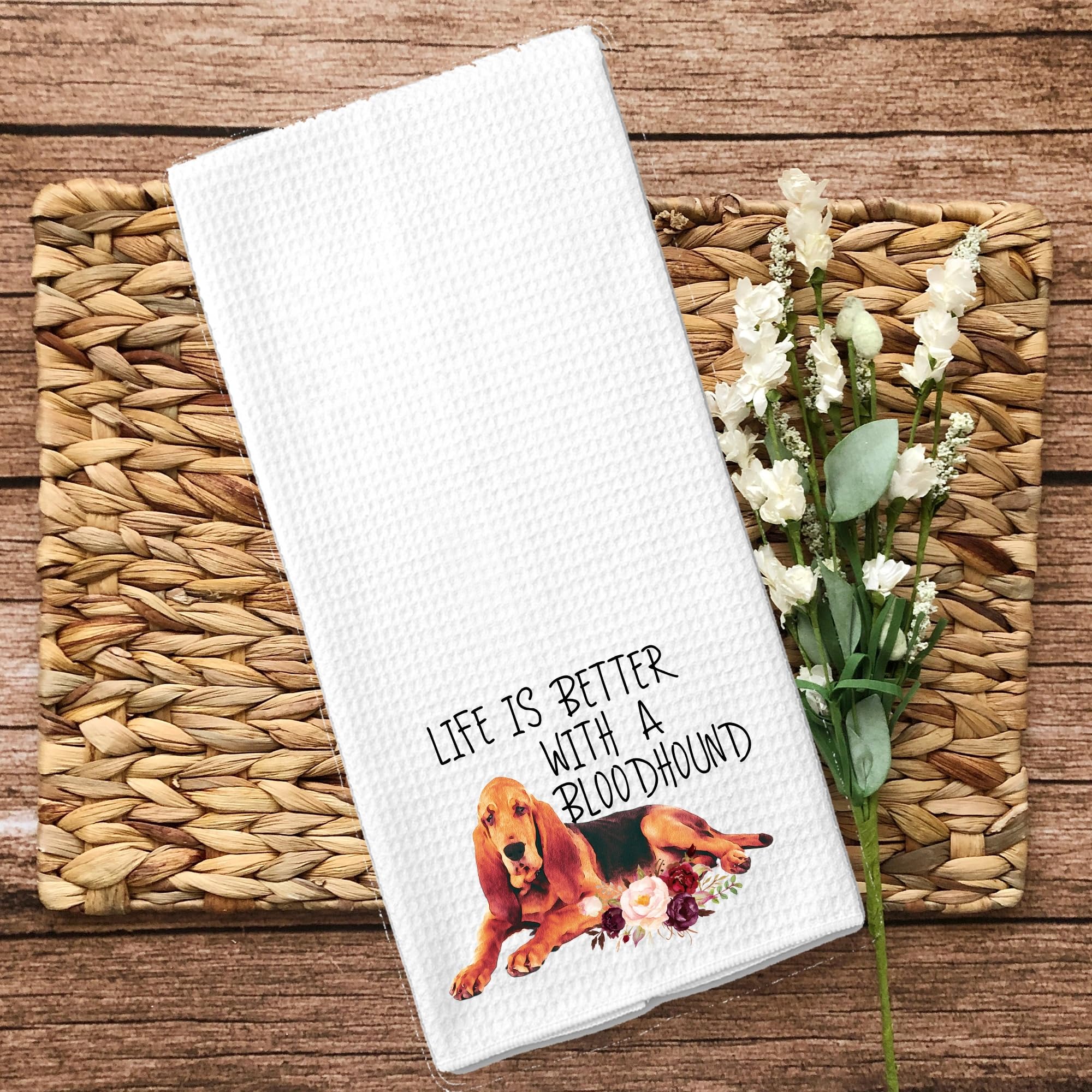 Premium Bloodhound Waffle Weave Microfiber Kitchen Towels - Absorbent & Durable Dog-Themed Dish Cloths for Animal Lovers - Perfect for Cooking, Cleaning & Gifts for Dog Owners