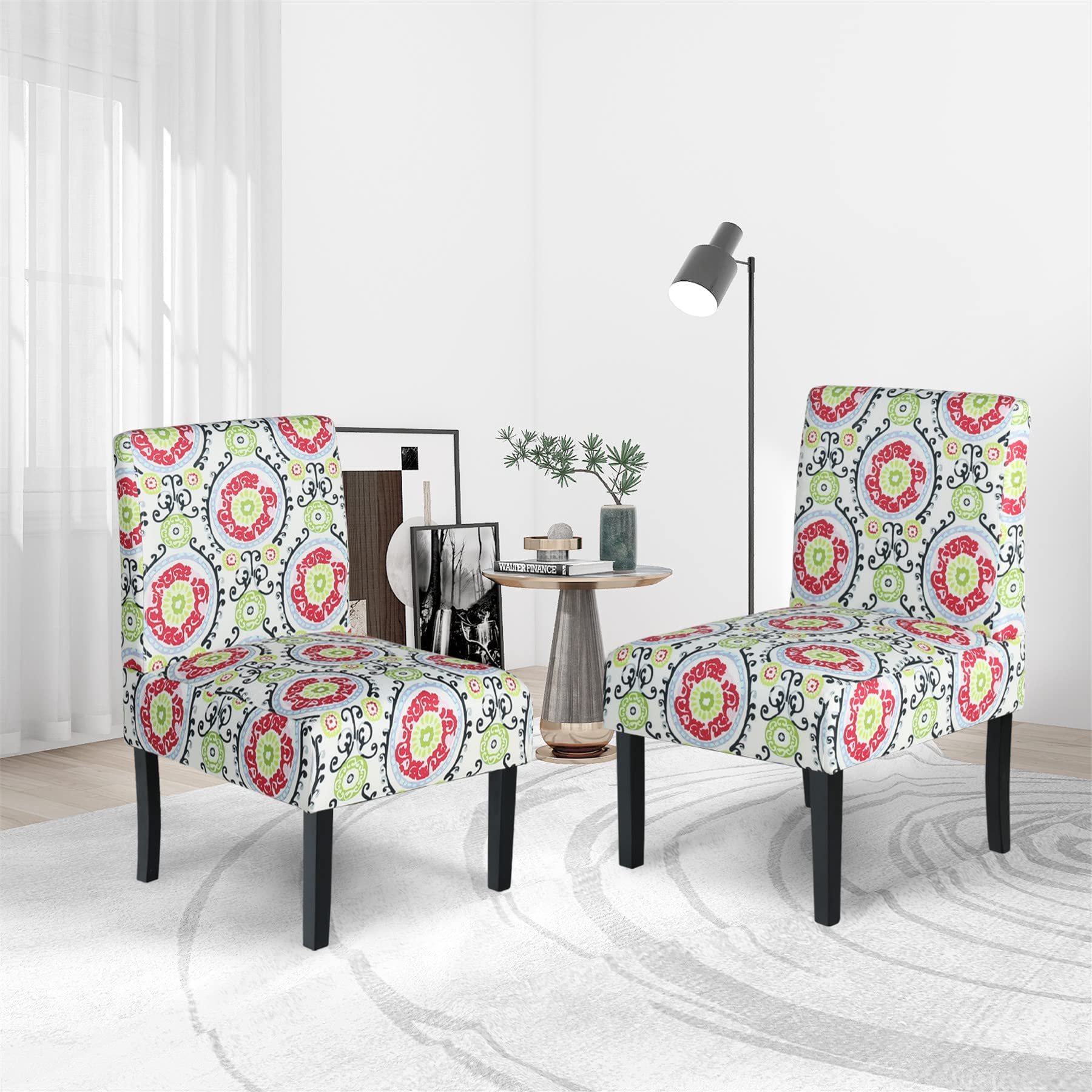 STHOUYN Fabric Accent Chair - Armless Slipper Chair for Bedroom, Living Room & Vanity | Modern Circle Design Side Chair | Perfect for Reading Nook, Dressing Table & Small Spaces