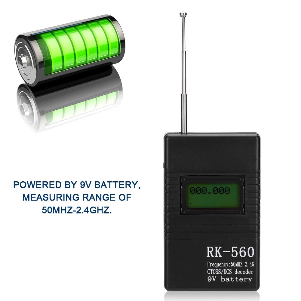 Richer-R RK560 Portable Frequency Counter Meter 50MHz-2.4GHz - Handheld Radio Frequency Tester for Two-Way Radios, Baofeng Walkie Talkies - Ideal for Ham Radio, CB Radio, and Wireless Communication Testing