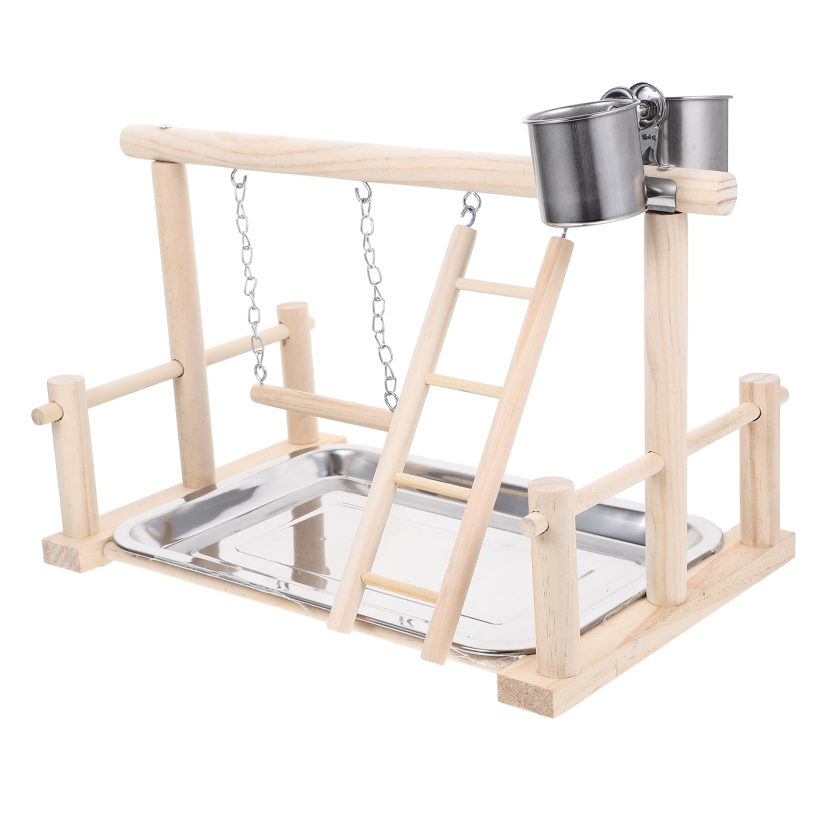 Balacoo Wooden Bird Stand & Swing Toy Set - Hanging Ladder, Perch & Play Stand for Parrots, Cockatiels, Lovebirds - Perfect for Cage Climbing, Exercise & Entertainment