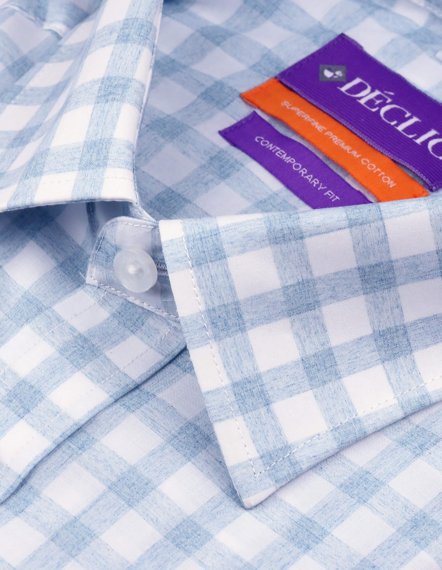 DÉCLIC Kindling Check Shirt for Men - Classic Blue Plaid Flannel Shirt for Outdoor Camping, Hiking and Casual Wear