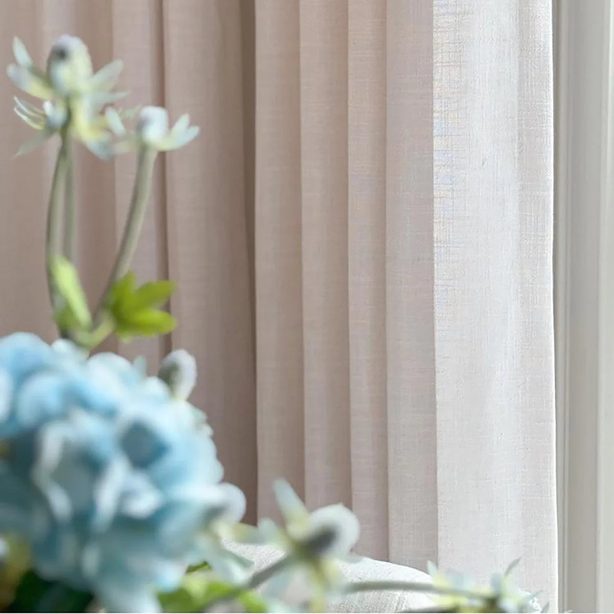 Pinch Pleated Blackout Curtains - 100% Linen Custom Drapes in Grey & Beige | Modern Thermal Insulated Window Treatments for Living Room & Bedroom