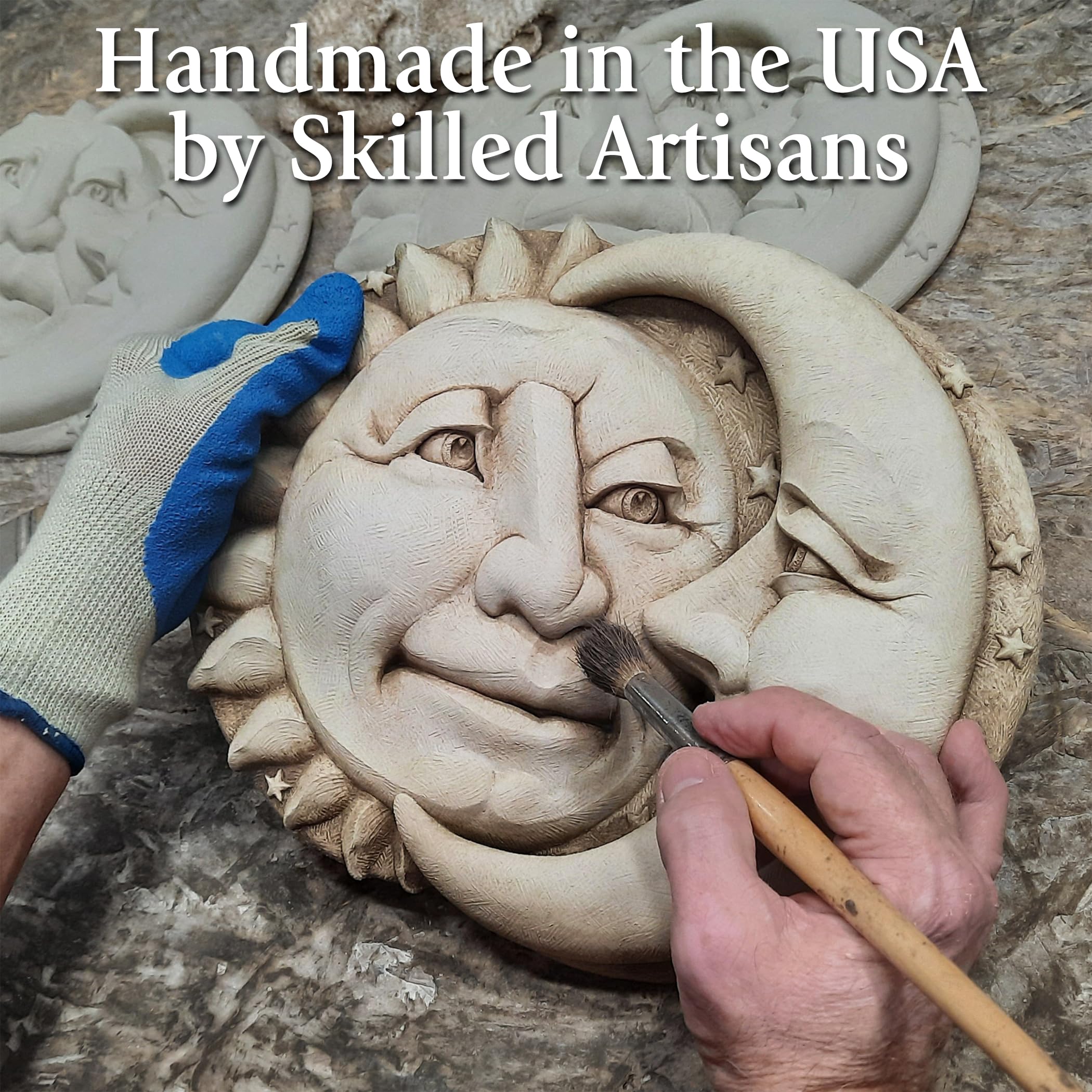 Whimsical Green Man Plaque - Handmade Stone Garden Sculpture for Home & Outdoor Decor | Perfect for Fairy Gardens, Patios, and Landscape Art
