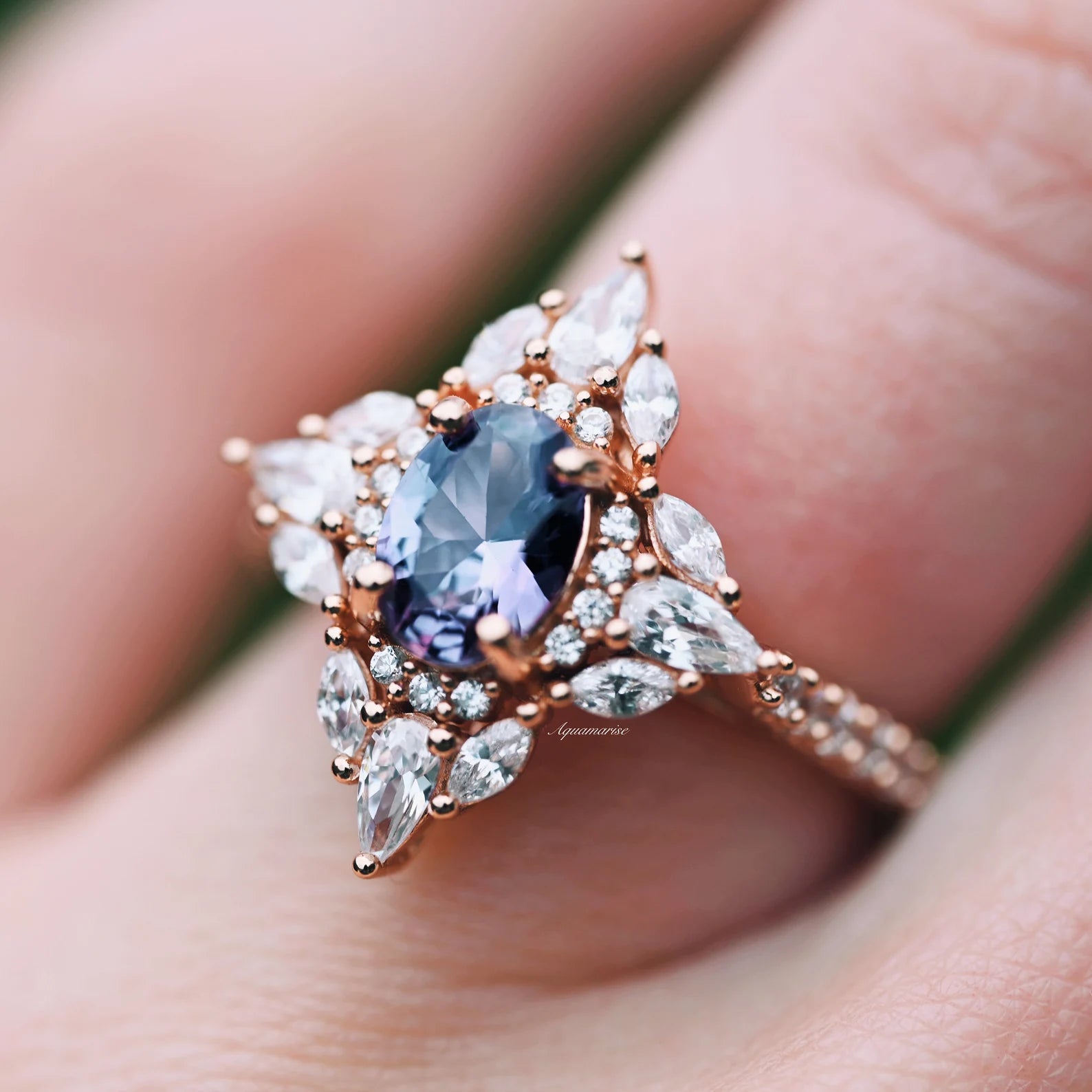 Stella Alexandrite Ring 14K Rose Gold Vermeil - Elegant Birthstone Jewelry for Women, Perfect Gift for Anniversary, Birthday & Special Occasions