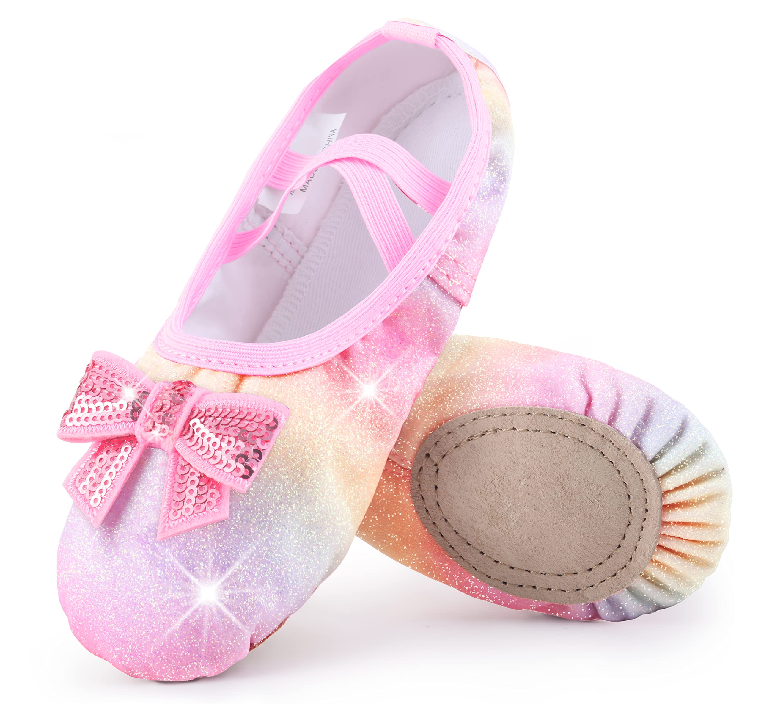 **WYHDY Girls Ballet Shoes - Split-Sole Glitter Dance Flats for Toddlers & Kids | Perfect for Ballet Class, Recitals & Dance Performances**
