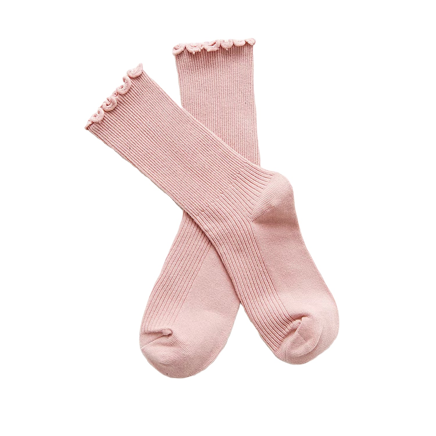 FLOOF Ribbed Knee High Socks for Women - Soft Pink Frilly Tall Socks | Perfect for Cosplay, Vintage Outfits & Winter Layering