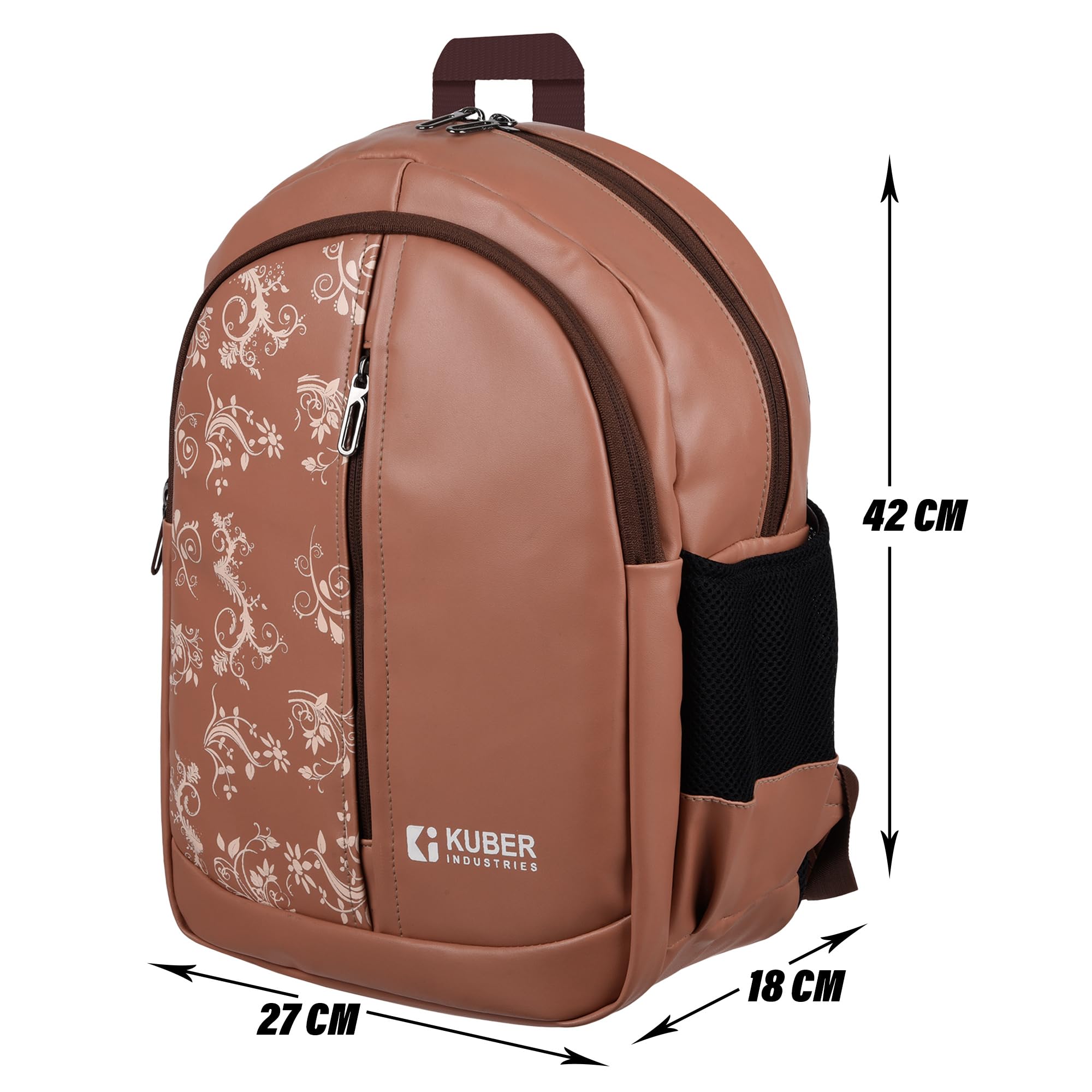 Kuber Industries 20L Kids Backpack - 3 Compartment School Bag for Boys & Girls, Lightweight College Backpack with Half Print Design (Beige) - Perfect for School, Travel & Daily Use