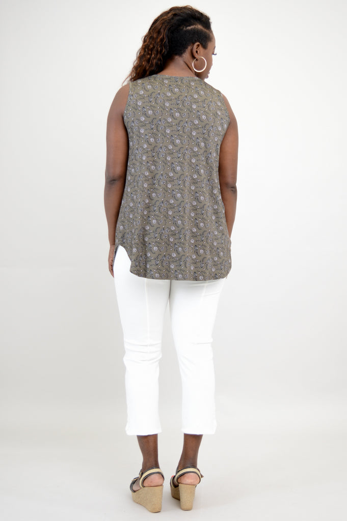 Jazz Tank Top with Daffodil Print & Bamboo Fabric - Women's Casual Summer Blouse for Music Festivals & Beach Outings