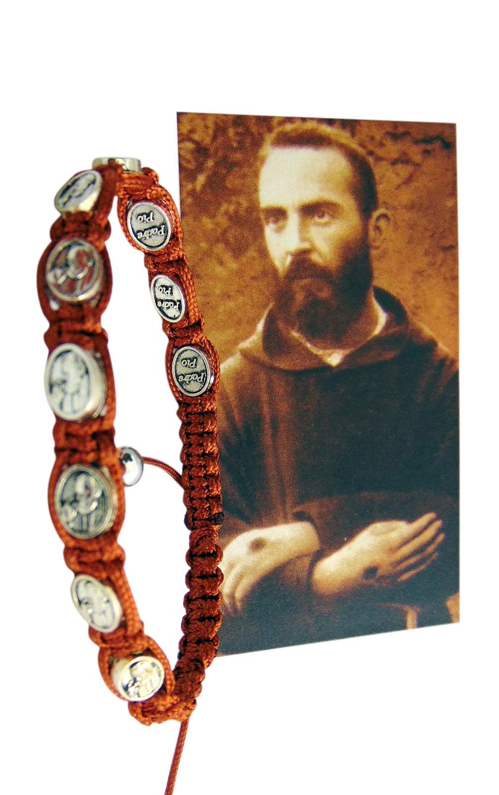 Saint Padre Pio Devotional Medal Adjustable Prayer Bracelet with Holy Card - Religious Jewelry Gift Set for Catholics, Faithful Protection & Spiritual Comfort - Perfect for Daily Wear, Prayer Time & Special Occasions