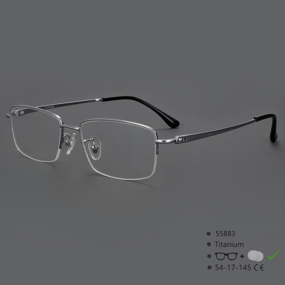 CCspace Women's Semi-Rimless Square Titanium Eyeglasses 55883 - Lightweight & Durable Handcrafted Glasses for Work, Reading & Fashion