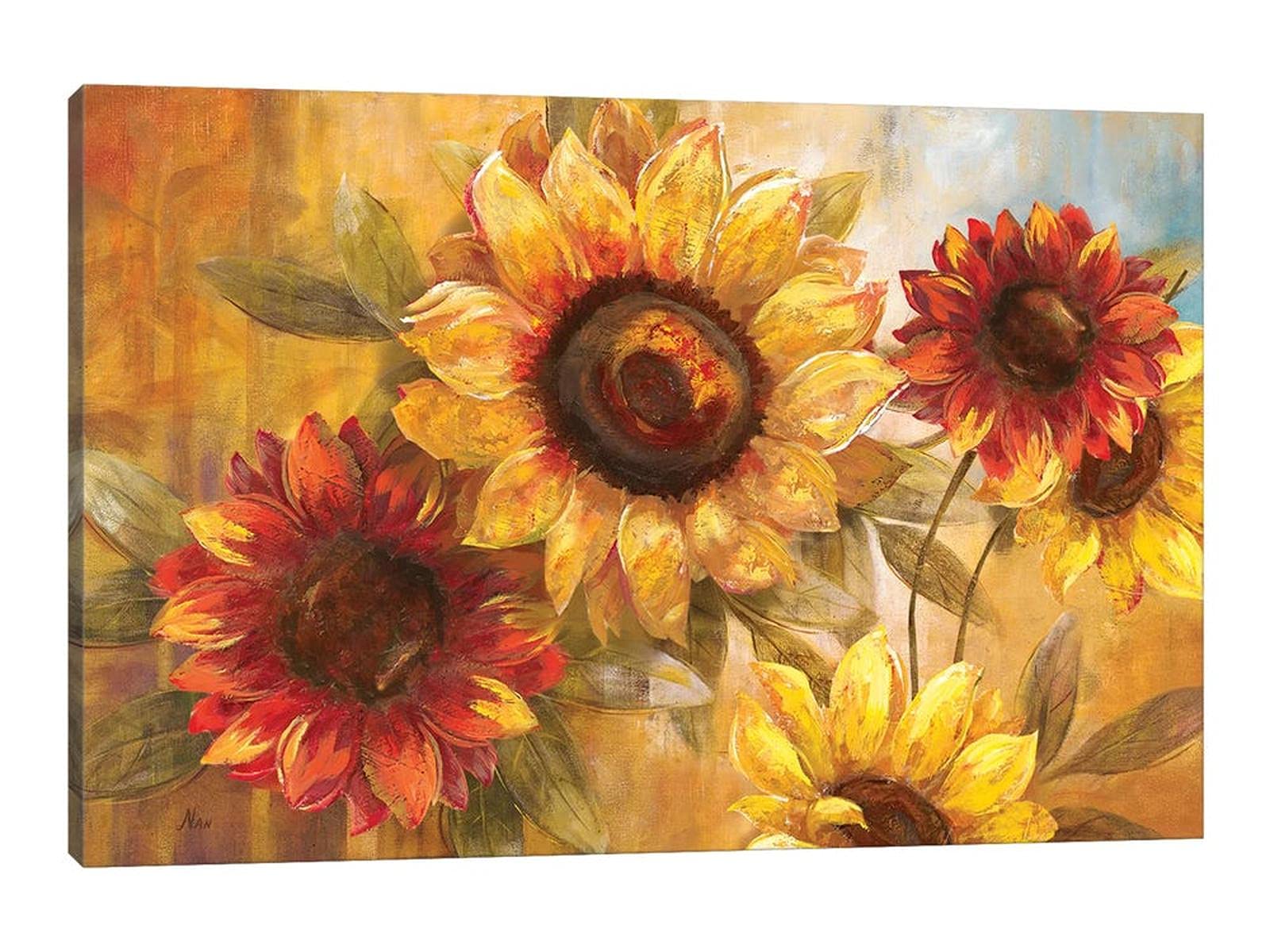 Vintage Sunflower Canvas Wall Art - 12x18 Inches Floral Print for Home Decor, Living Room, Bedroom & Office | Handmade Sunflower Painting, Classic Flower Wall Decor, Unique Gift Idea